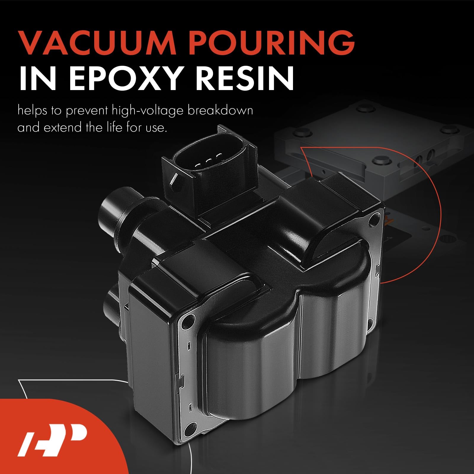 A-Premium ignition coil set 2 bolt-on mounting close-up for valve cover.