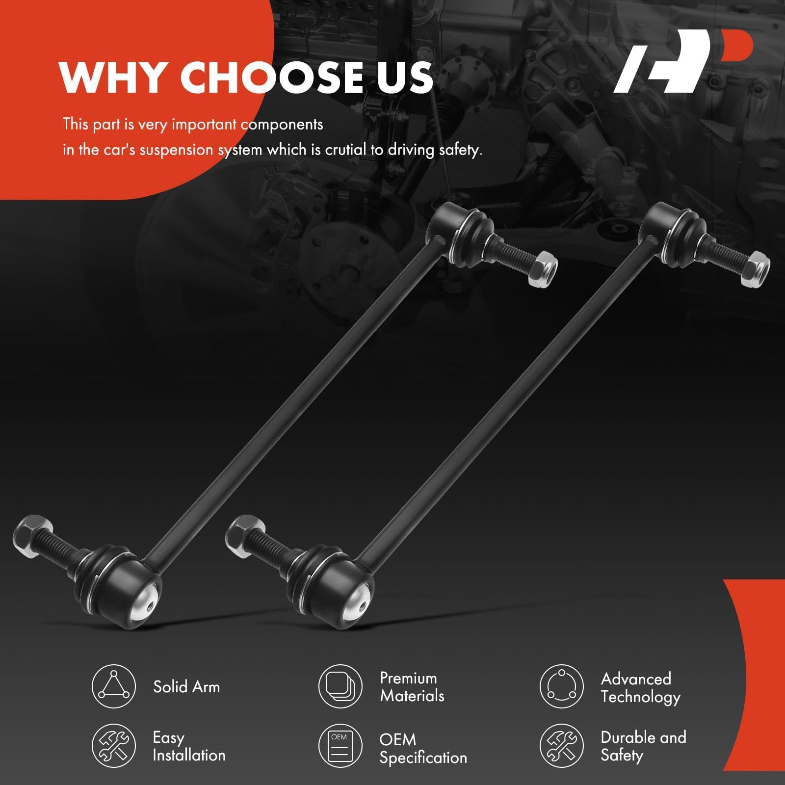 A-Premium installation guide showing front links fitment