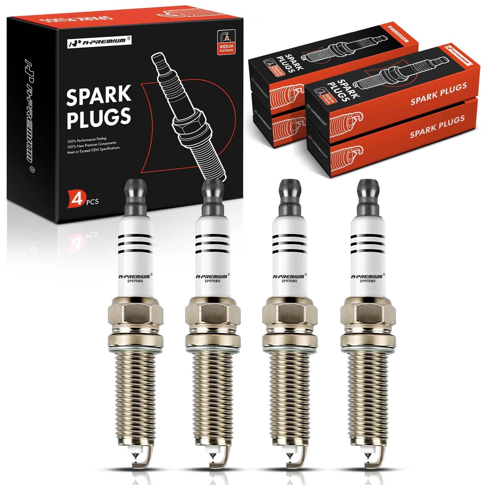 A-Premium Iridium Platinum spark plug close-up with durable electrode for reliable ignition.