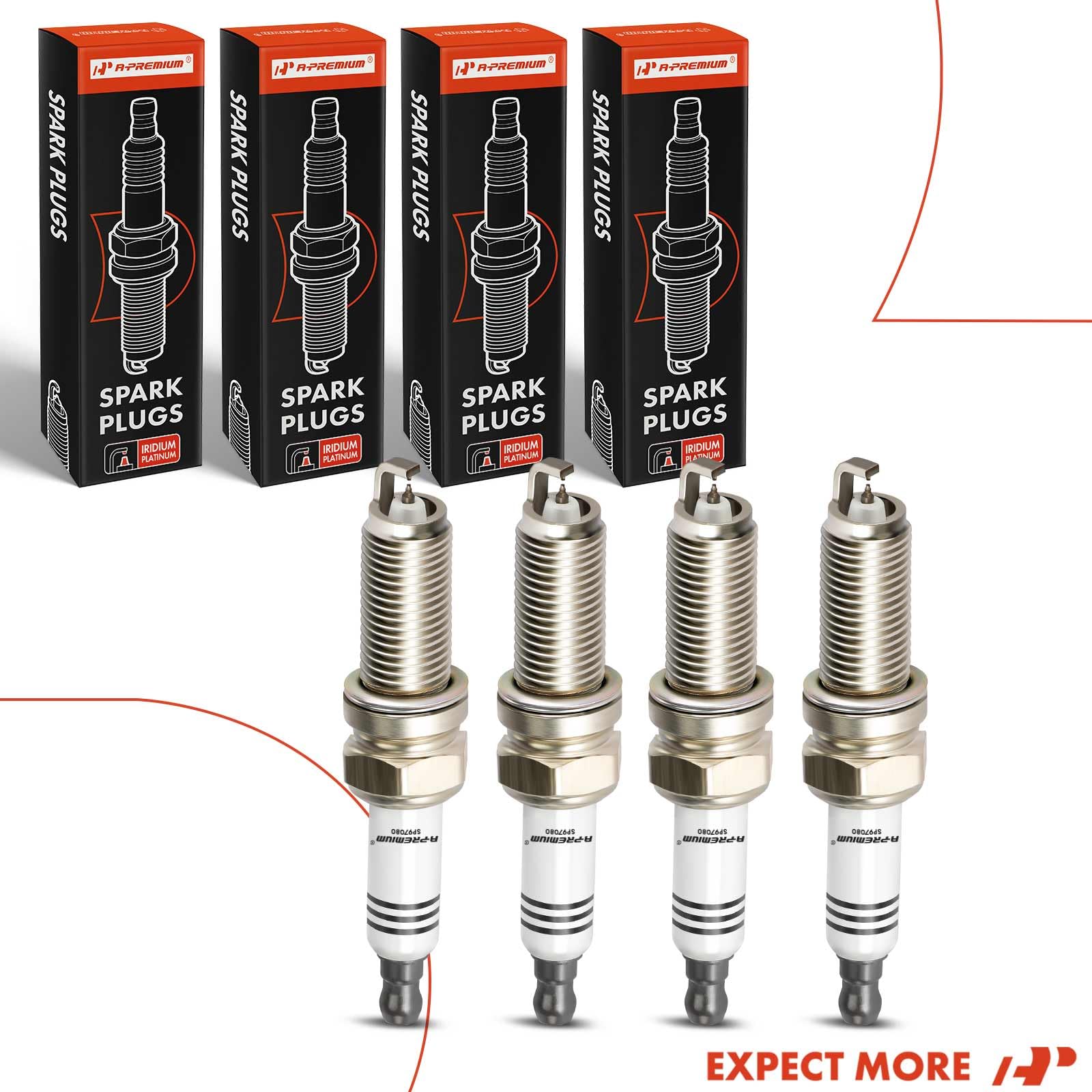 Pack of four A-Premium spark plugs ready for installation.