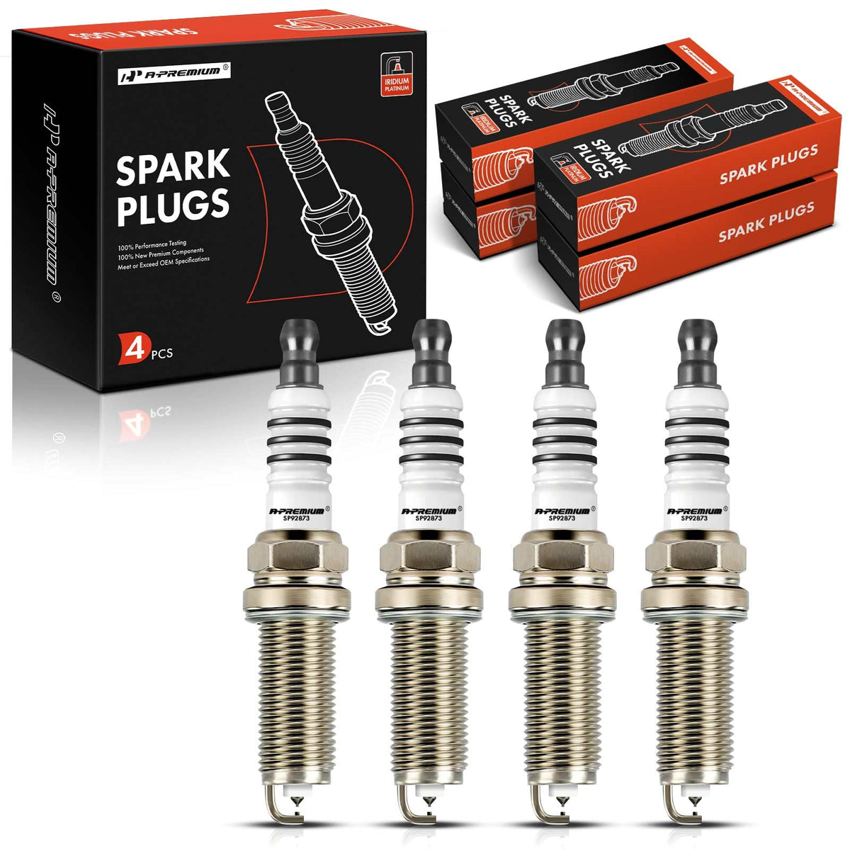 A-Premium Iridium Platinum Spark Plugs pack-4 front view shows easy installation.