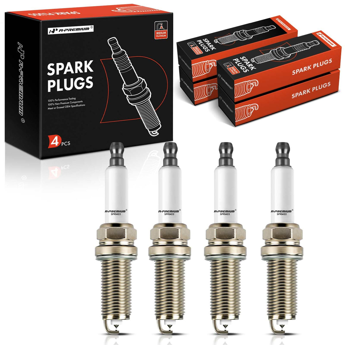 A-Premium iridium-platinum spark plugs pack of four for broad vehicle compatibility.