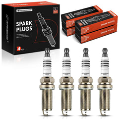 APremium iridium-platinum spark plugs in a 4-pack box for easy replacement