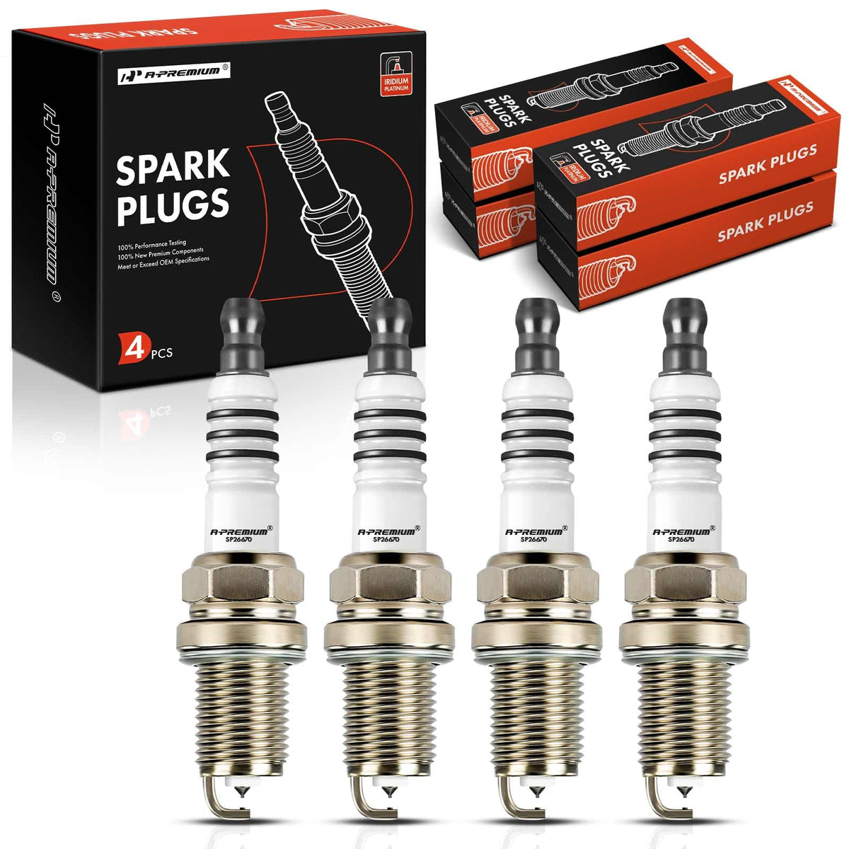 A-Premium Iridium Platinum spark plugs pack of four for reliable ignition