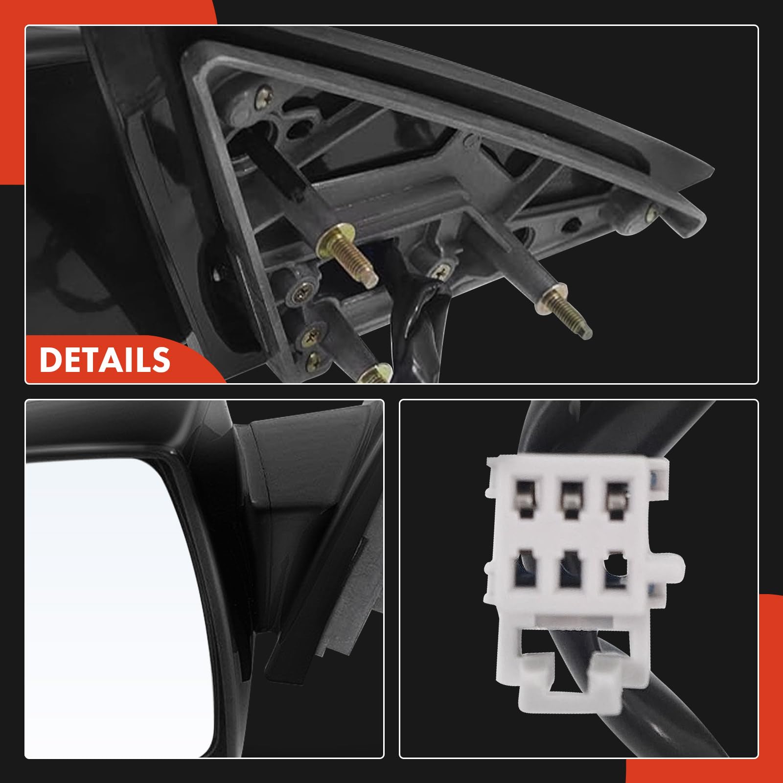 APremium left mirror supports powered adjustment for easy in-car positioning.
