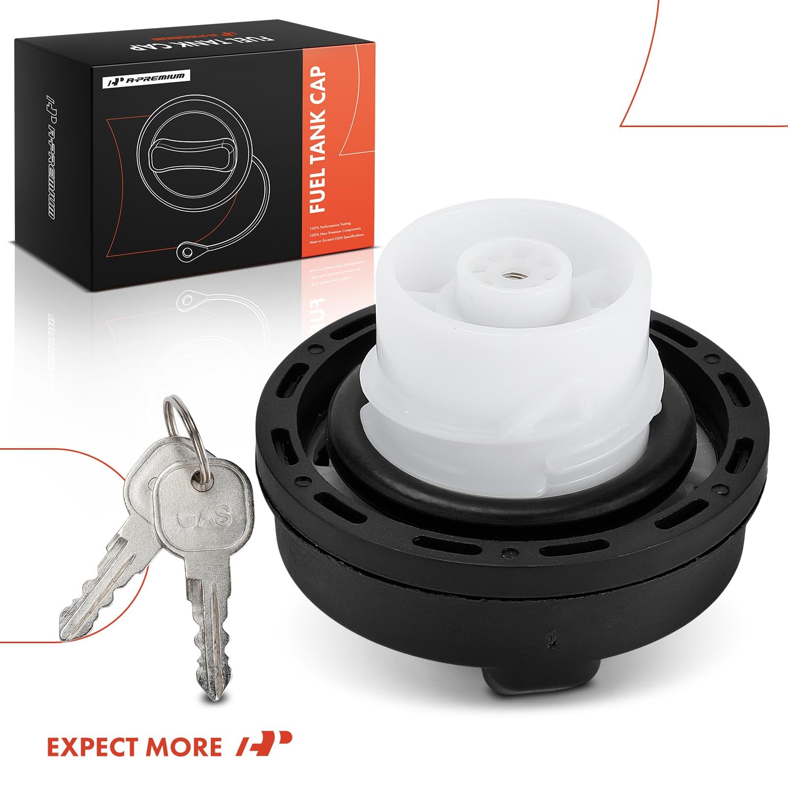A-Premium gas cap being turned by hand for easy refueling