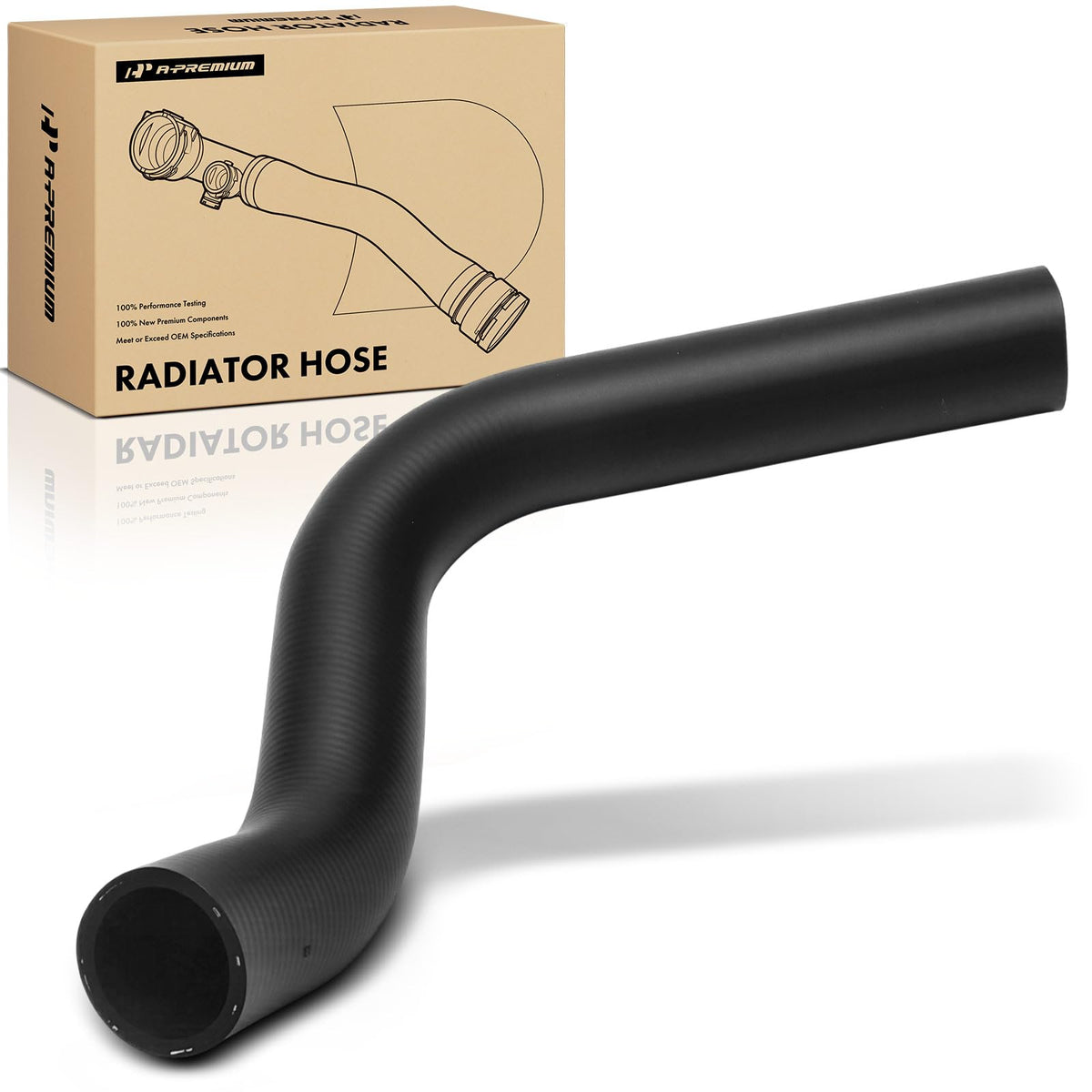 A-Premium lower radiator hose with 18-inch centerline for GM trucks, ensuring smooth coolant flow.