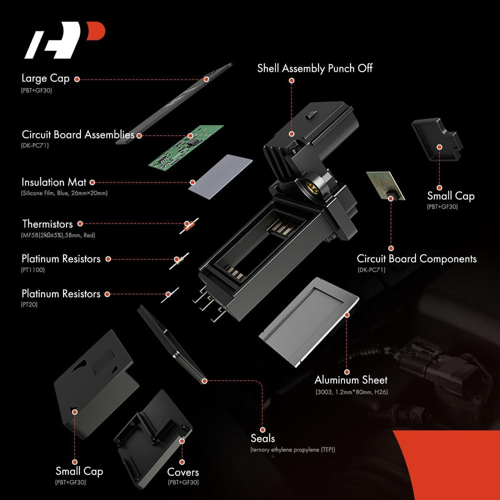 A-Premium MAF sensor rear image highlights 8-pin connectors for easy installation.