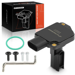 A-Premium MAF sensor front view shows compact three-pin bolt-on design.