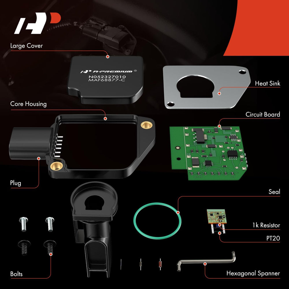 A-Premium MAF sensor aluminum body with durable construction and stable readings.