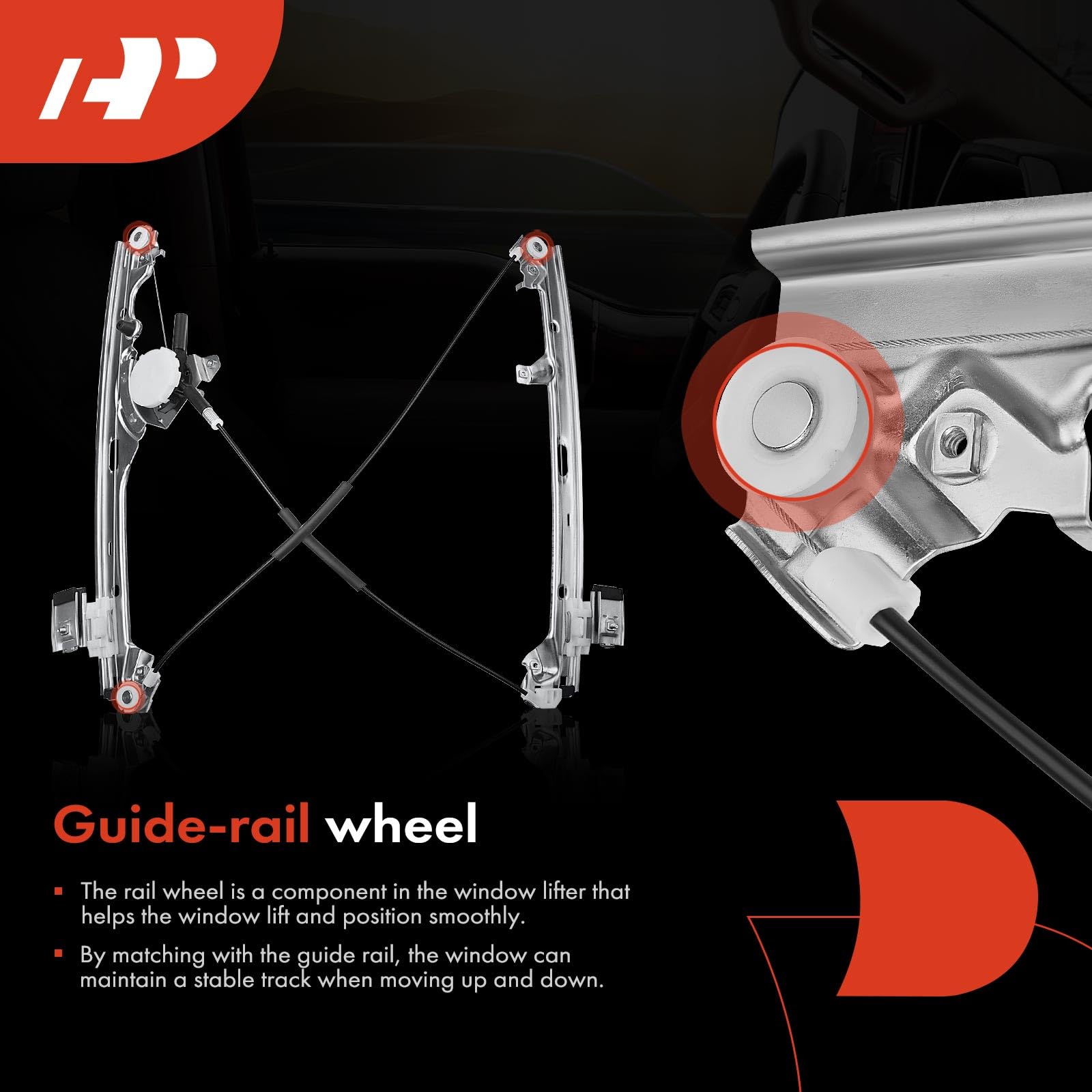 A-Premium manual regulator for Yukon front-left door, dependable daily use.