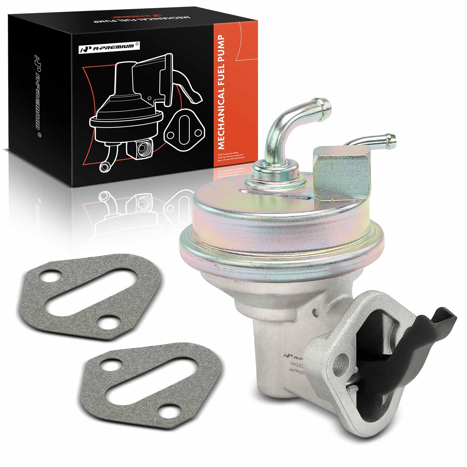 A-Premium mechanical fuel pump installation demonstrates precise fit and spring-assisted delivery.