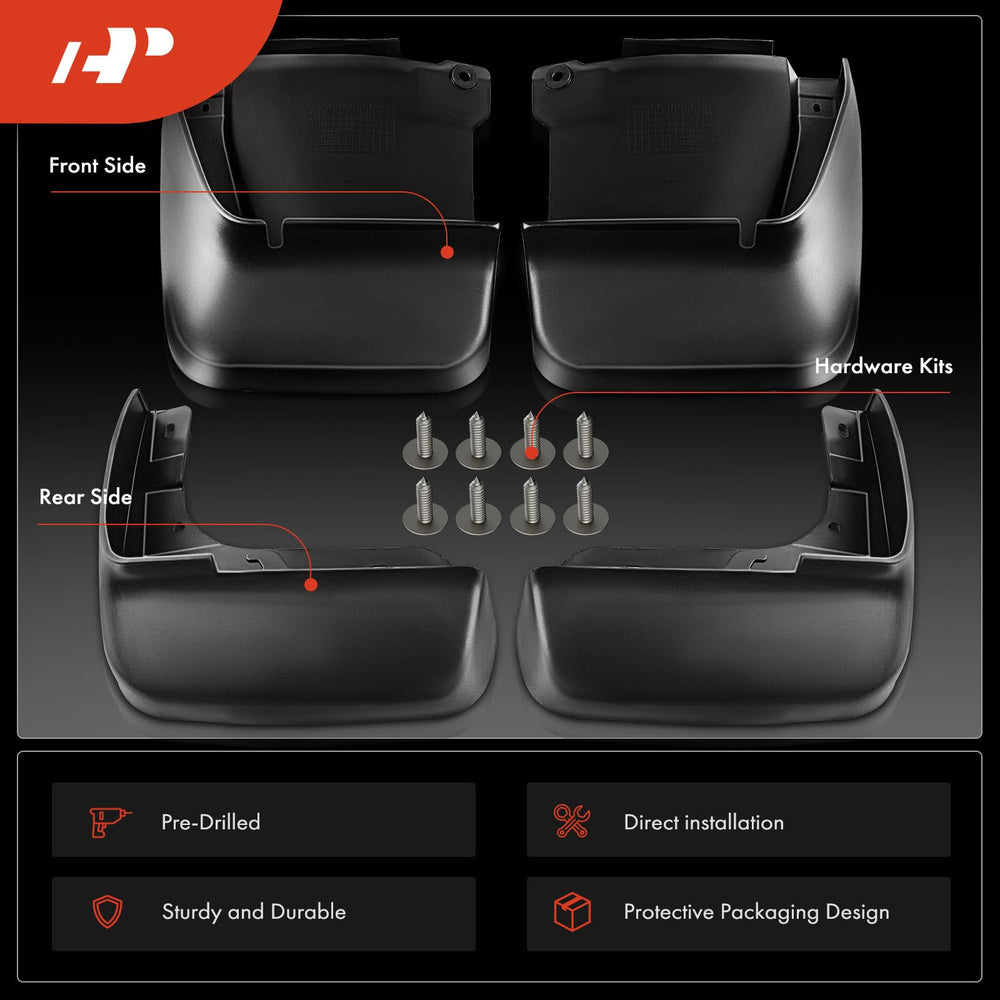A-Premium mud flaps rear left guard reduces debris spray.