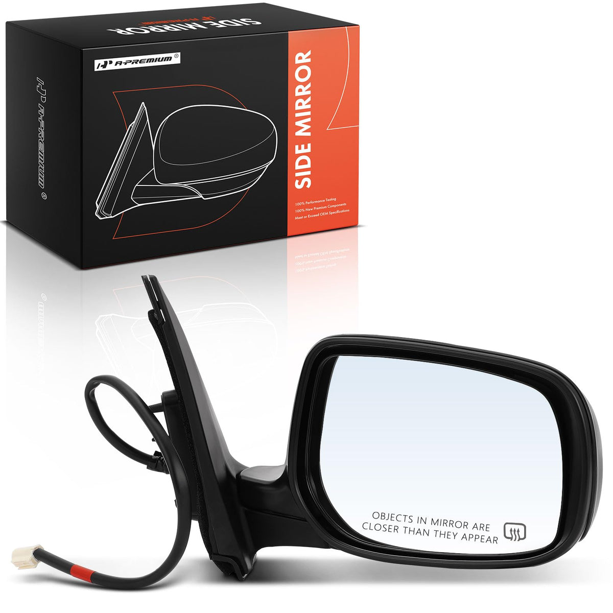 A-Premium passenger side power door mirror for Toyota Corolla, front-right view, ready to install