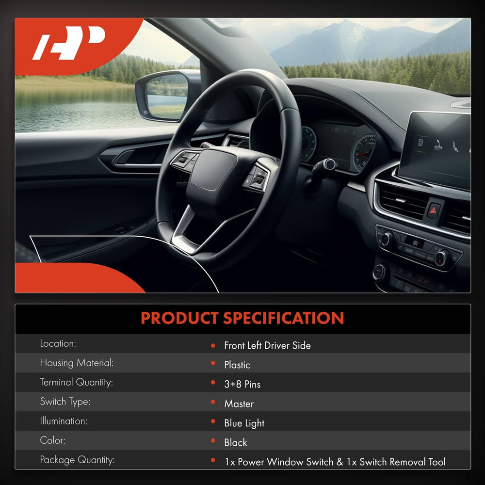 A-Premium window switch with durable black housing for reliable replacement.