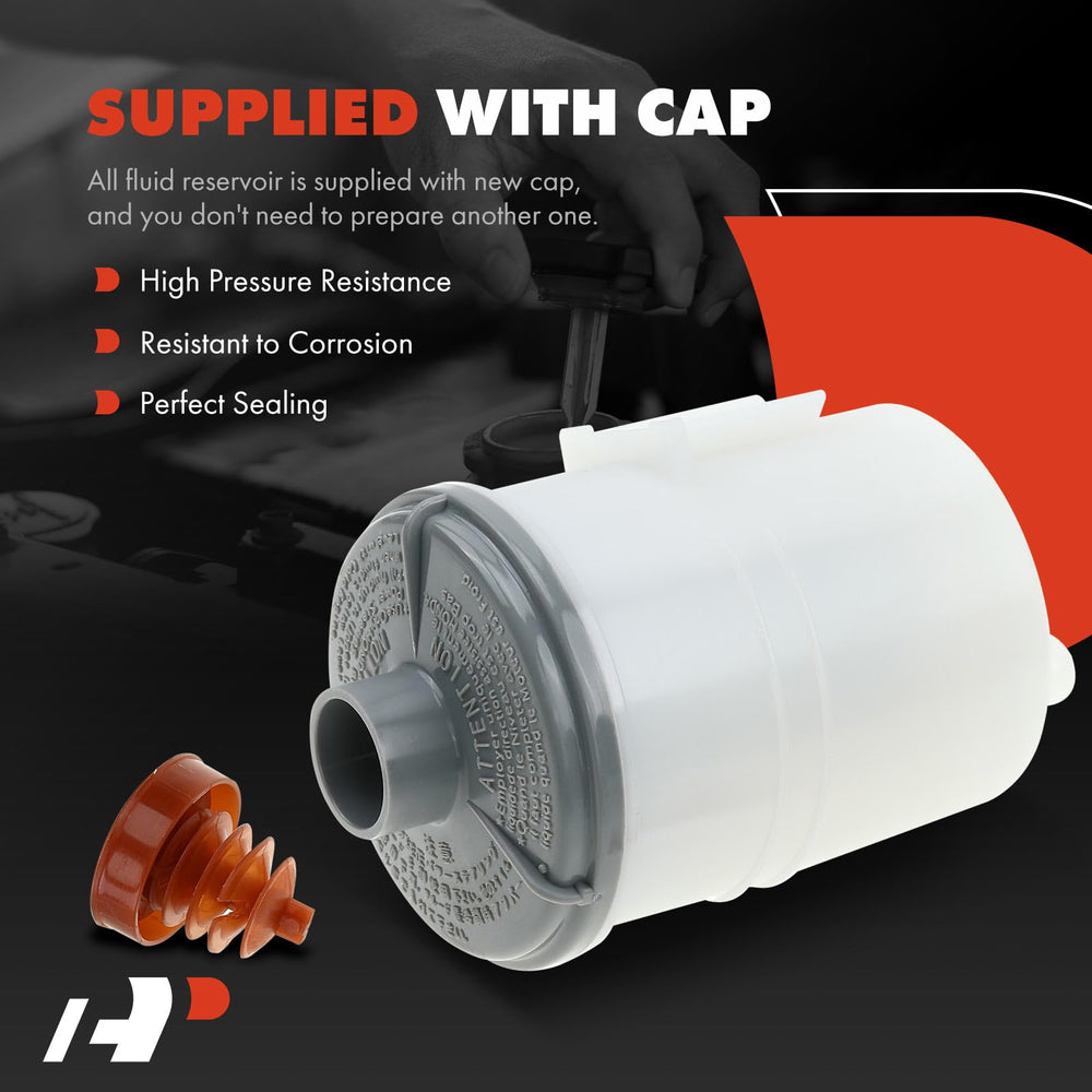 A-Premium power steering reservoir body close-up highlights solid plastic construction.