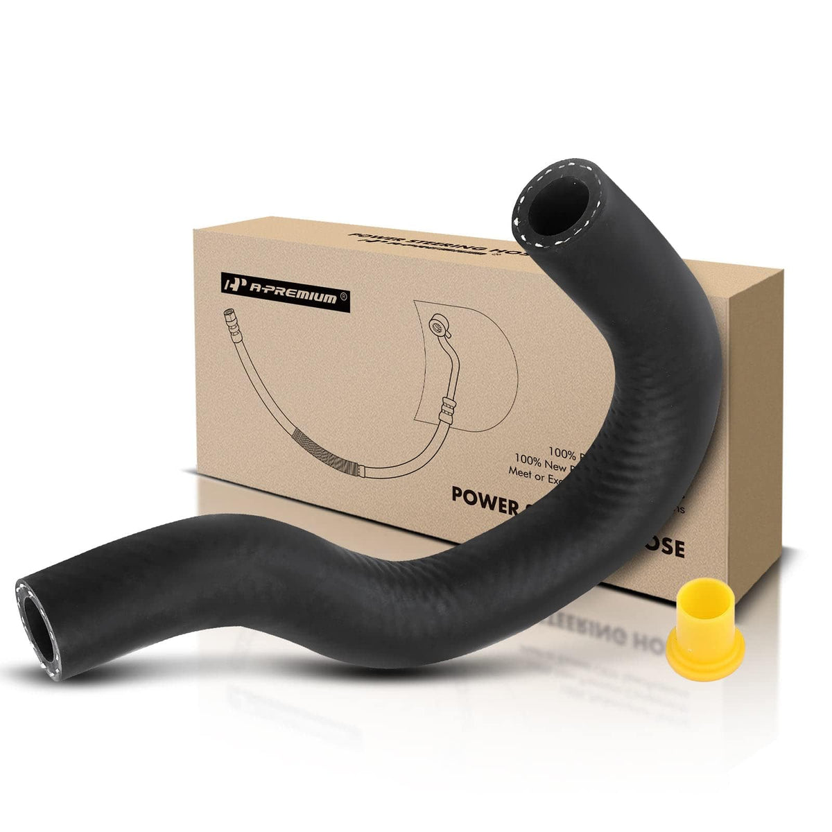 A-Premium power steering reservoir-to-pump assembly front view for leak-free routing