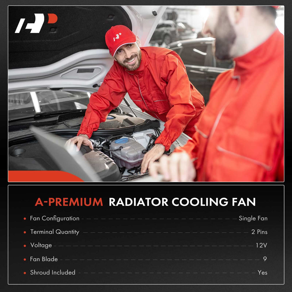 A-Premium radiator fan assembly for Jeep Cherokee side view supports reliable engine cooling.