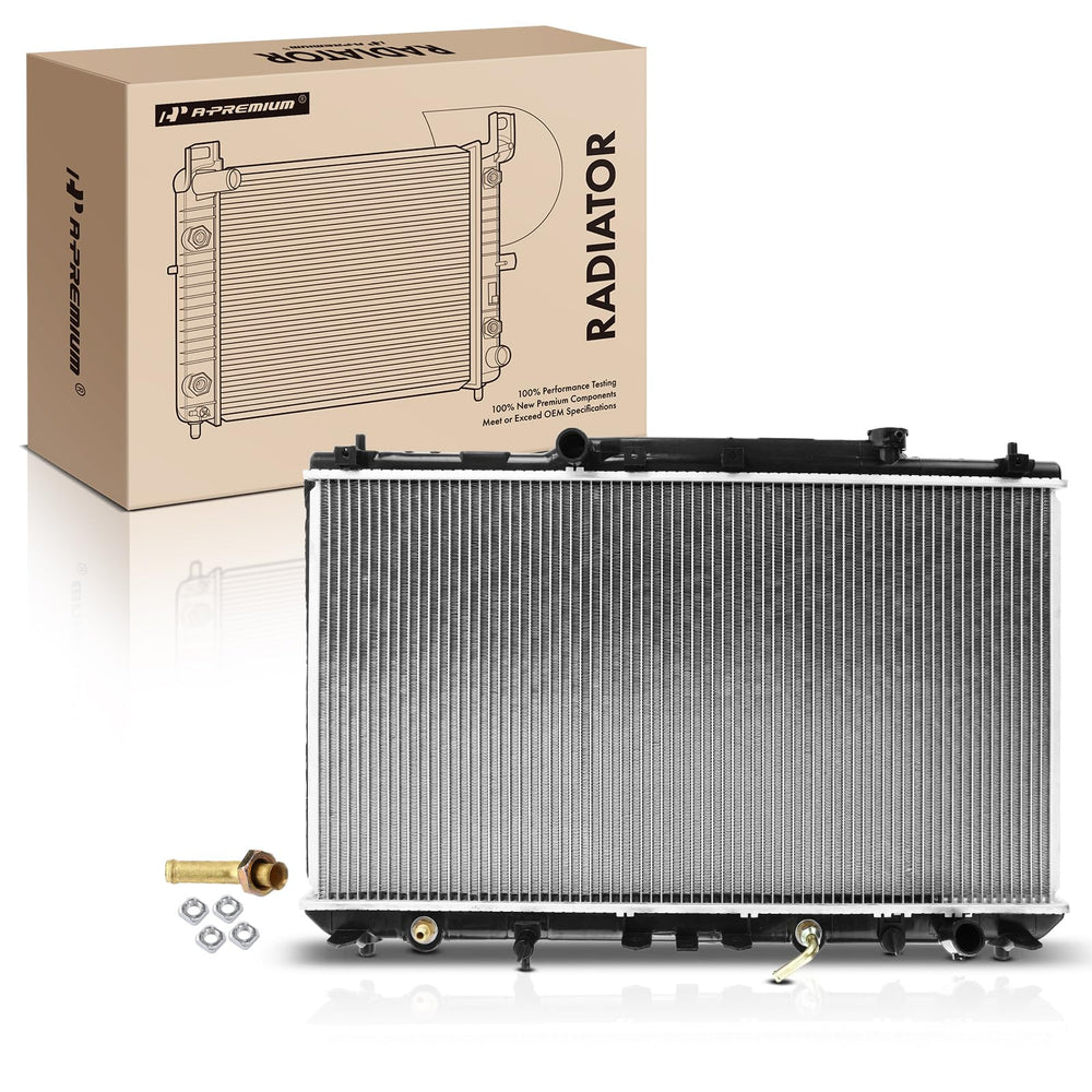 A-Premium radiator front view for Camry showing sturdy cooling design