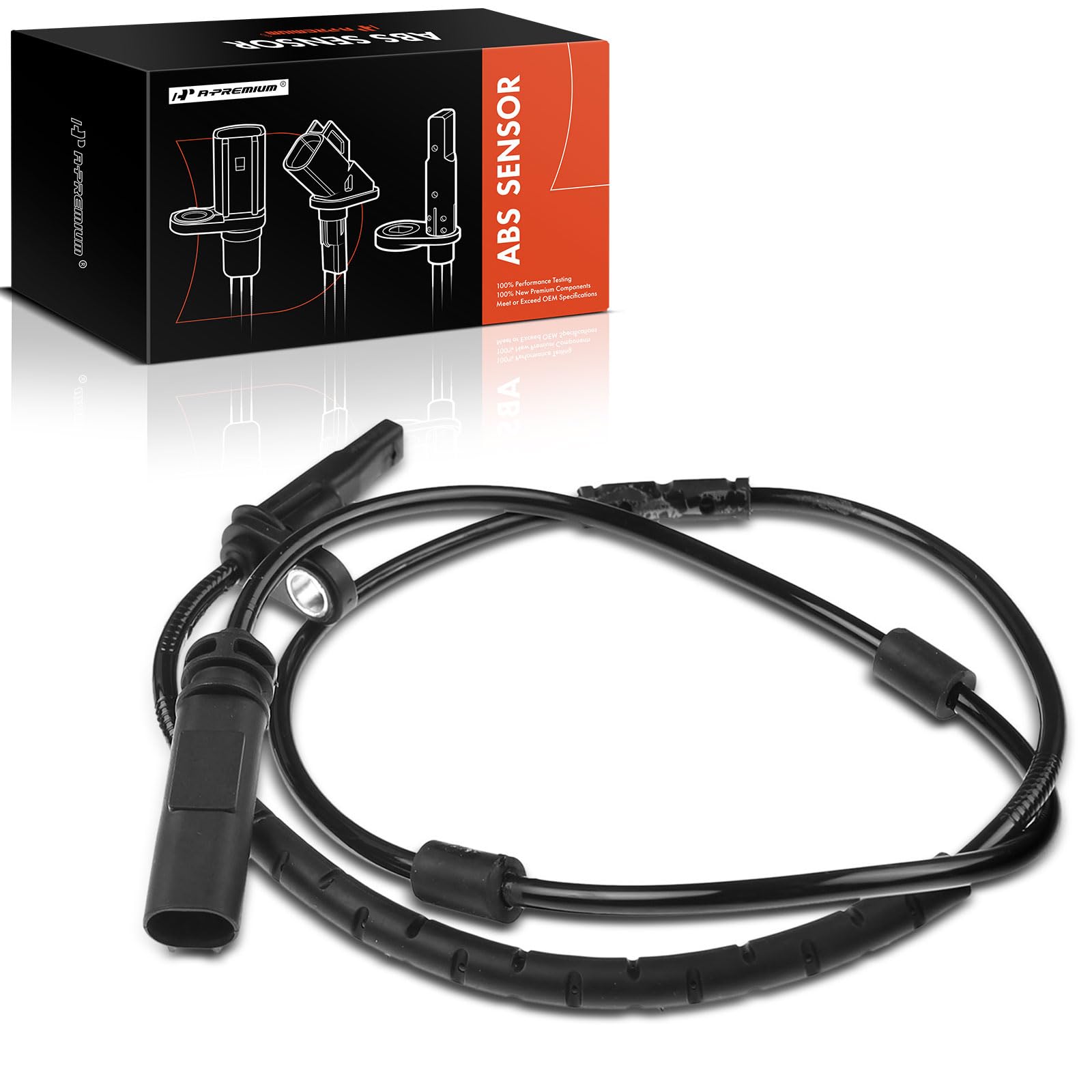 A-Premium rear ABS wheel speed sensor detail for BMW improves braking system monitoring.