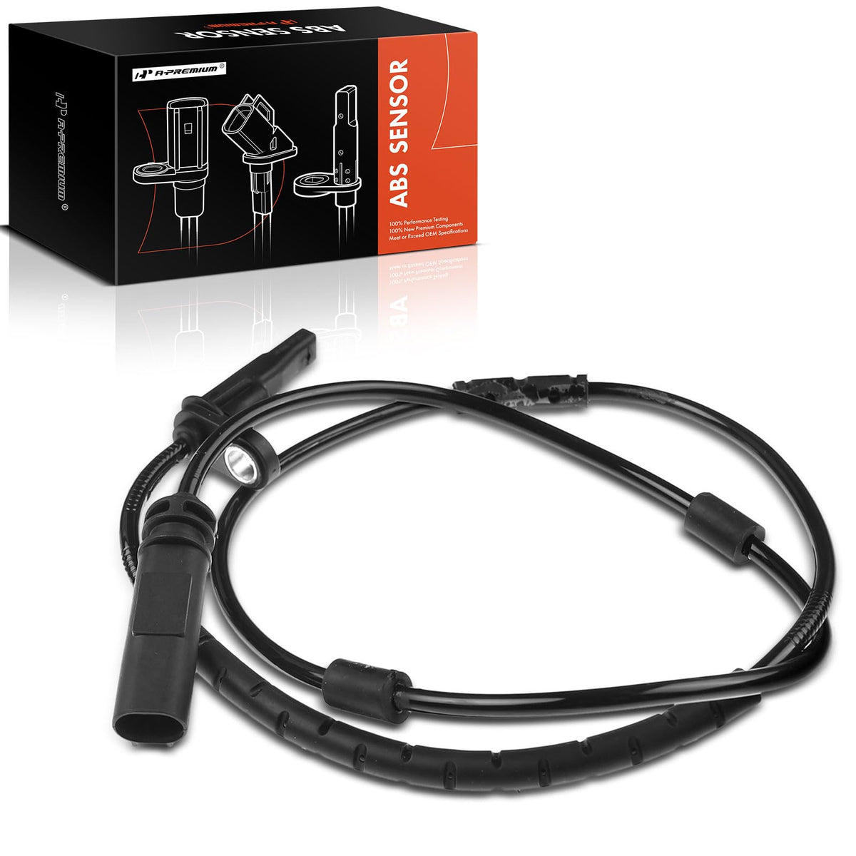 A-Premium rear ABS wheel speed sensor detail for BMW improves braking system monitoring.