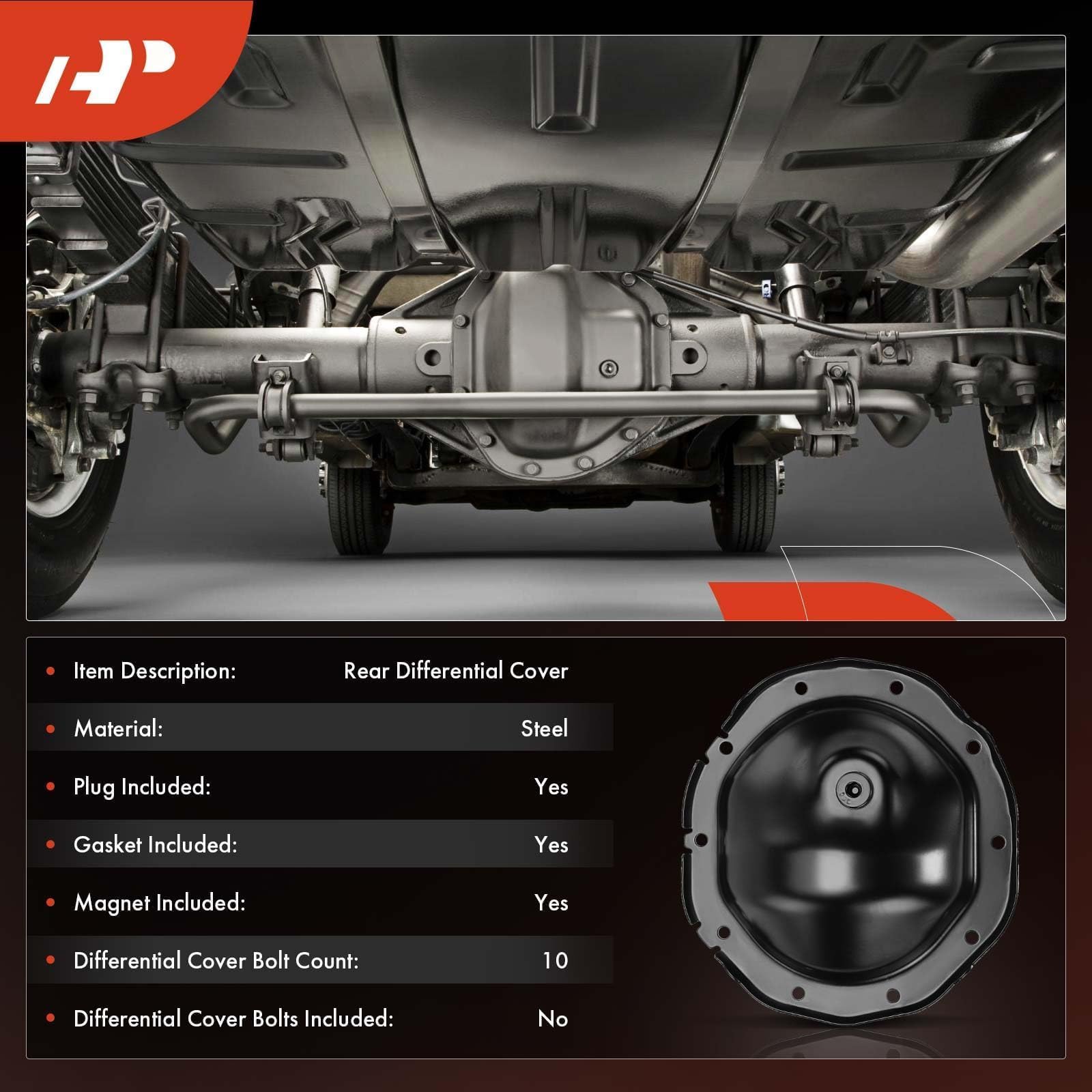 A-Premium magnet-equipped differential cover and screw kit for secure installation.