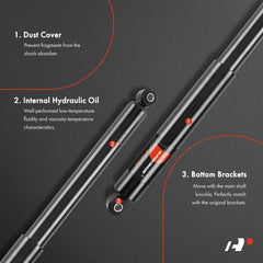 Close-up of A-Premium rear shock showing gas-filled design for stable control.