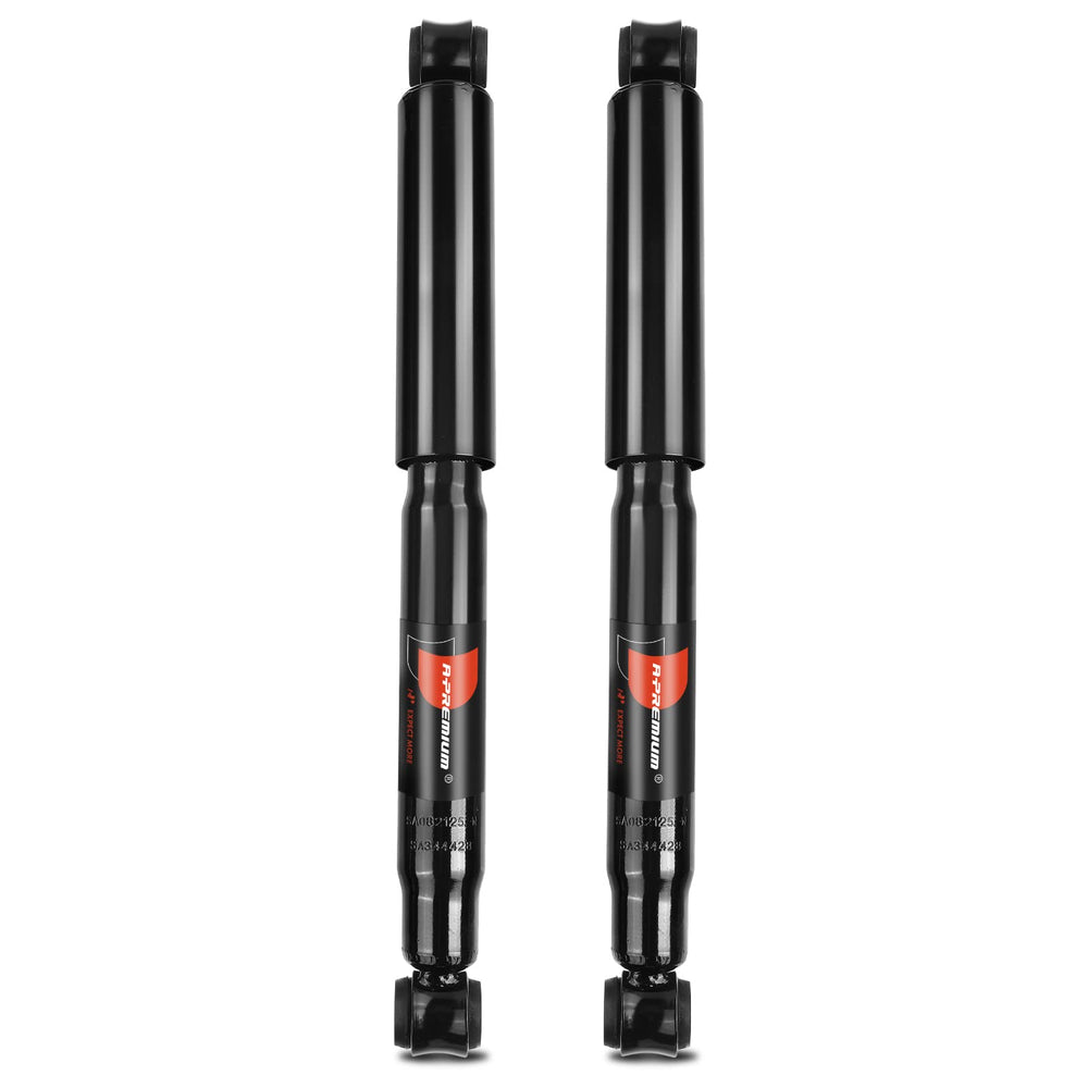A-Premium two-piece rear shock set ready for replacement and on-road comfort.
