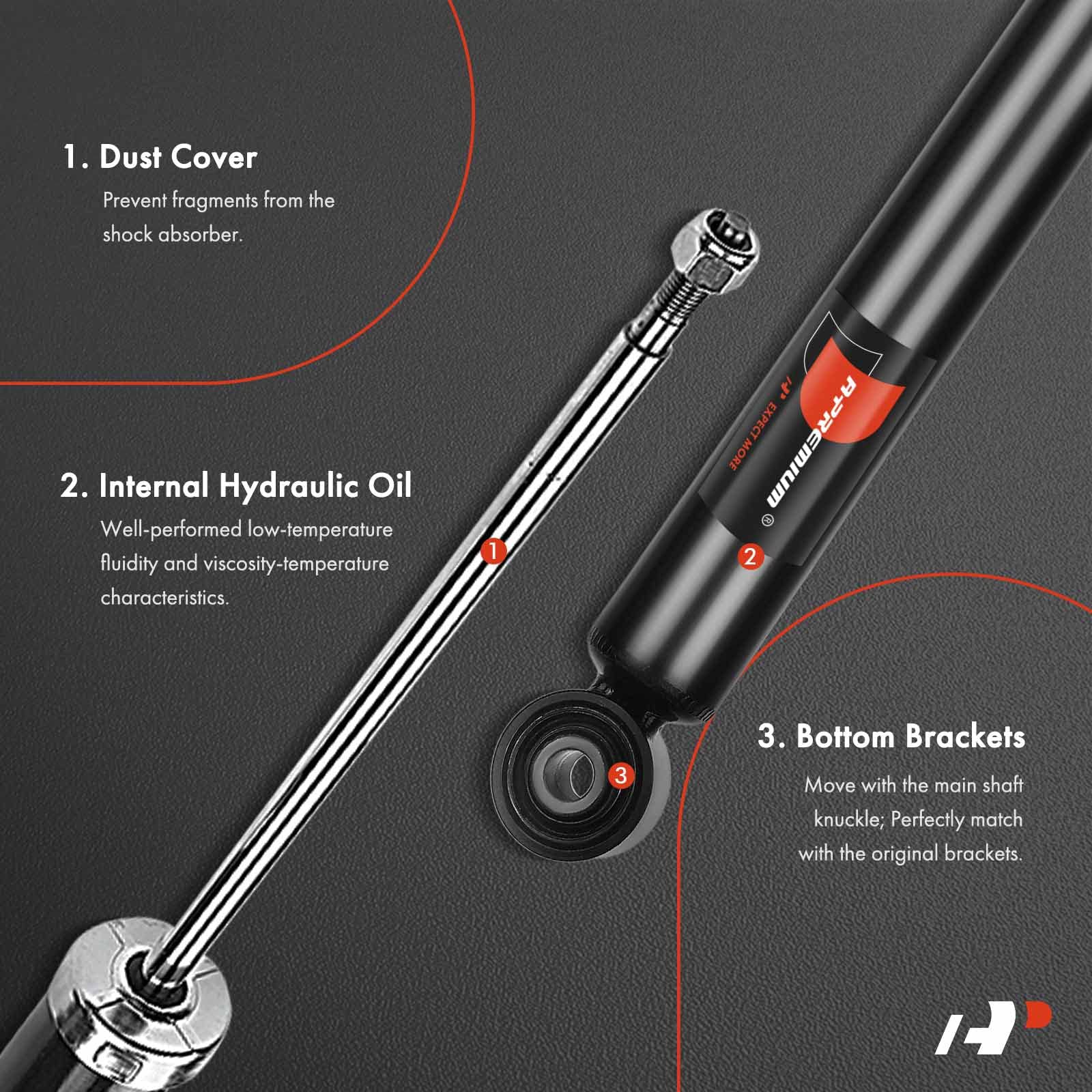 A-Premium rear suspension assembly closeup shows robust construction.