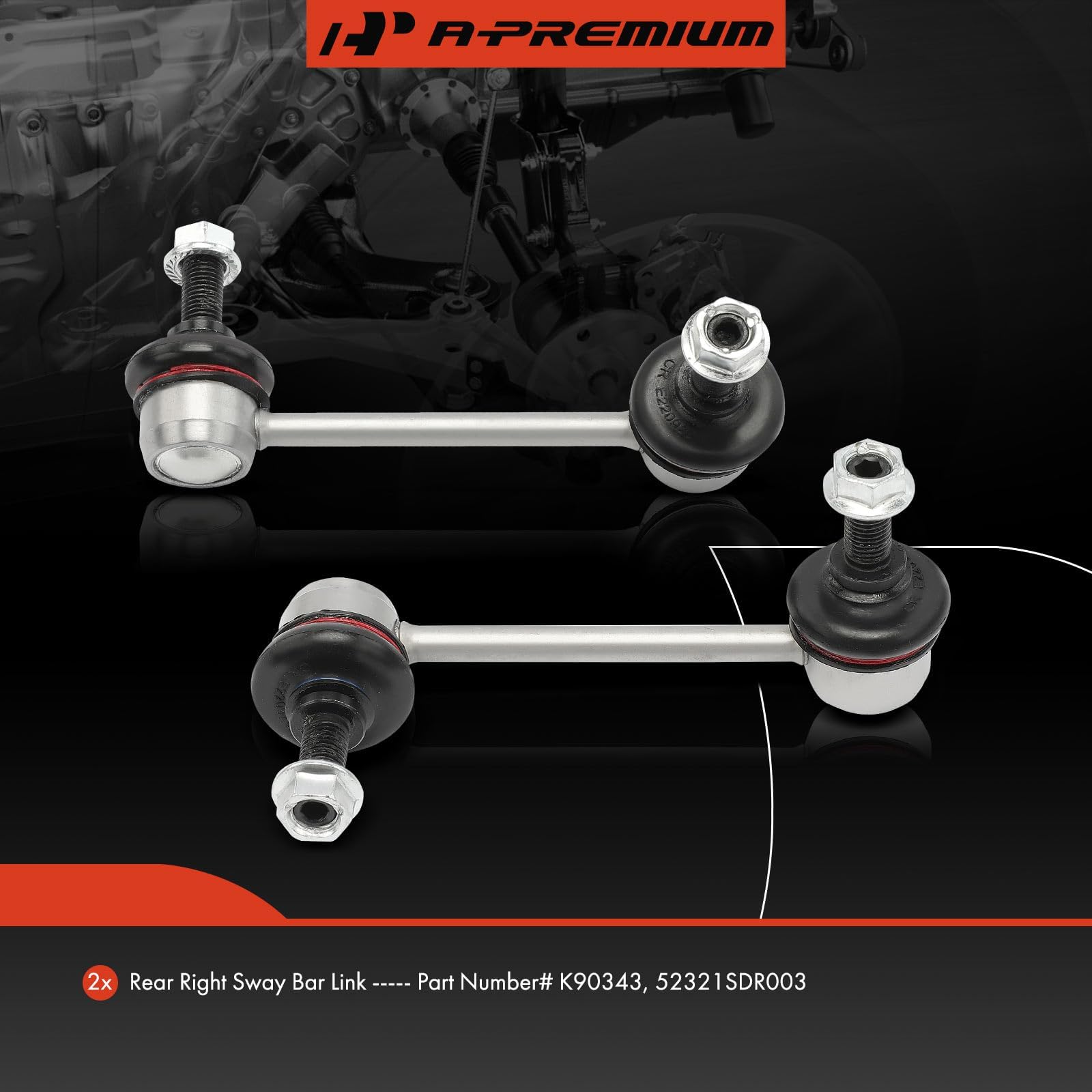 A-Premium rear sway bar link closeup showing rugged steel construction