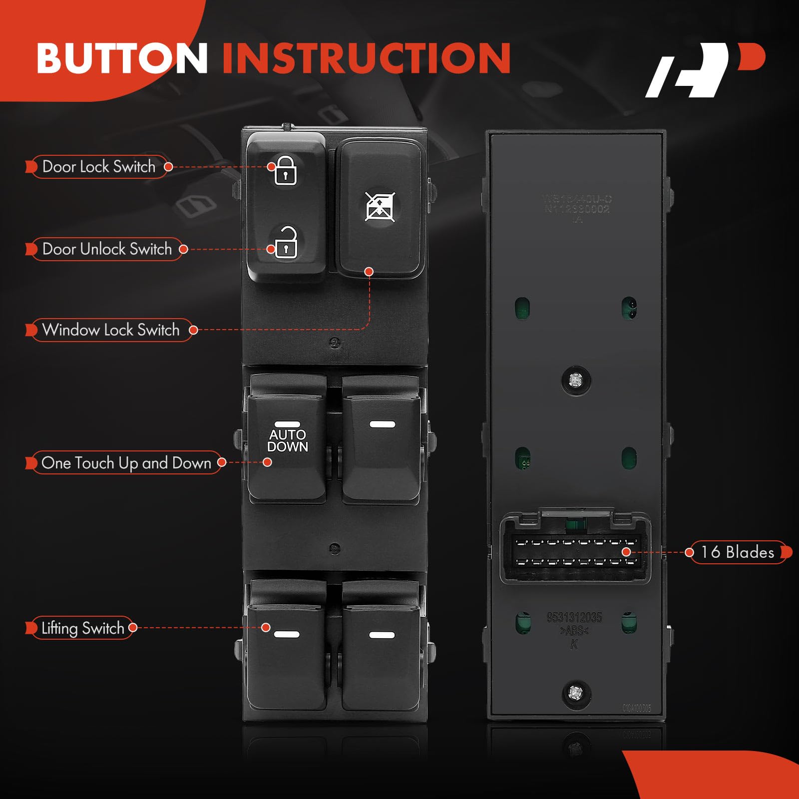 Reference numbers DWS2293 and 93570-3W000 for easy replacement verification.