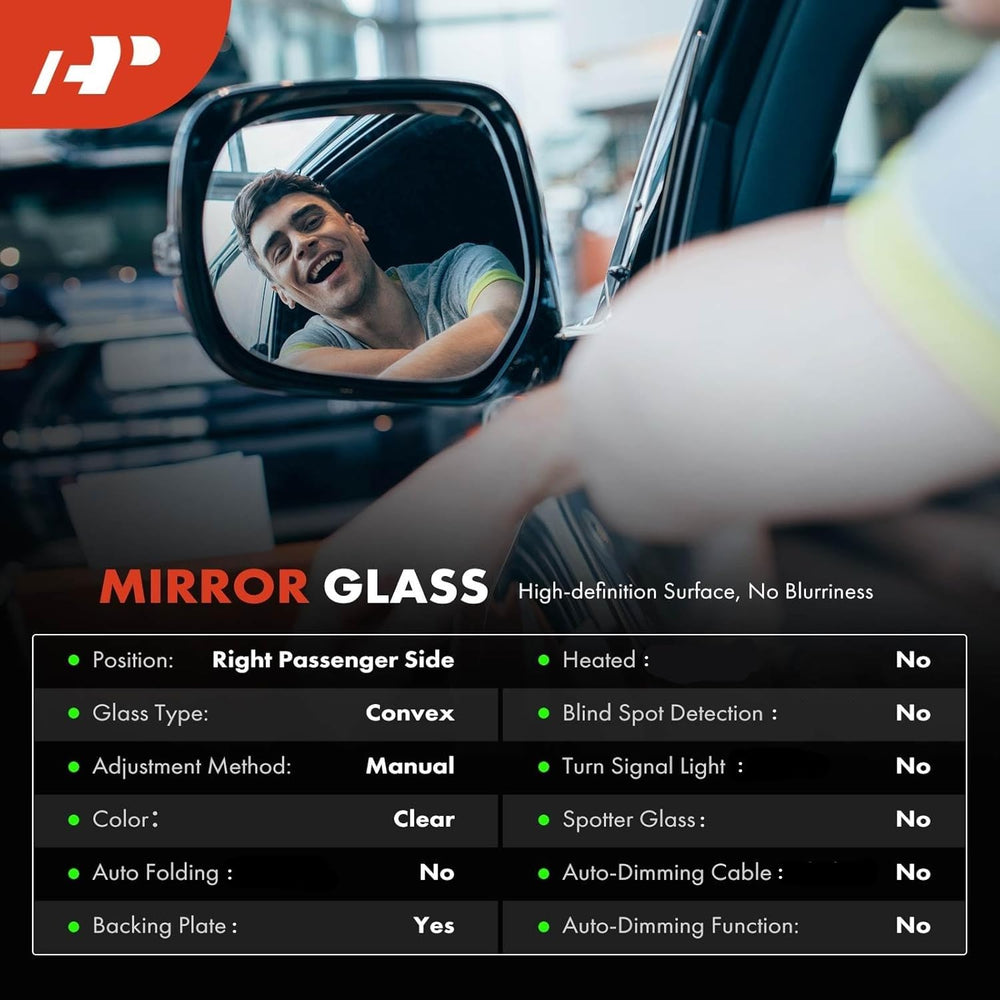 A-Premium right passenger manual mirror glass side view enables quick checks