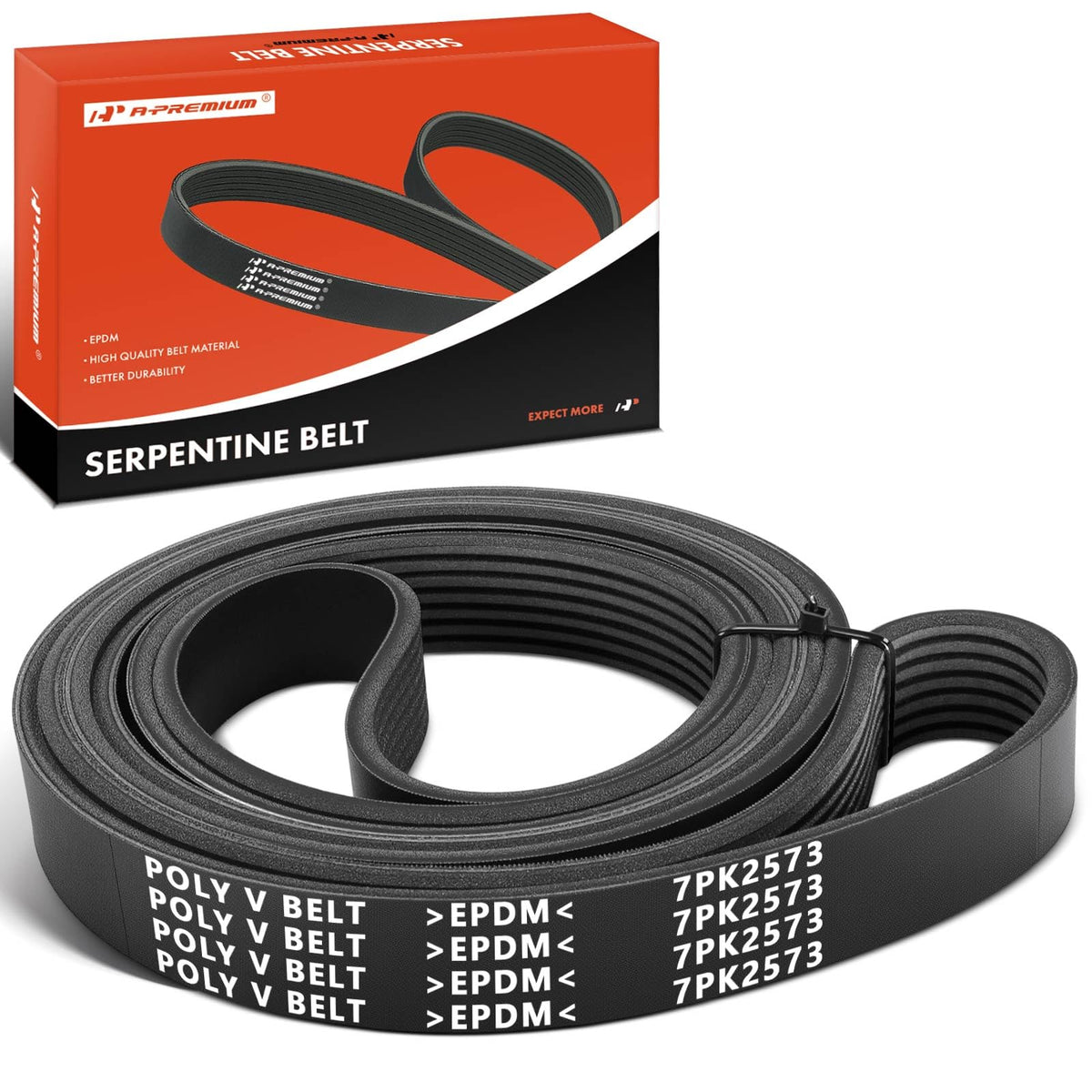 A-Premium serpentine belt installed in the engine bay for Ram and VW fitment.