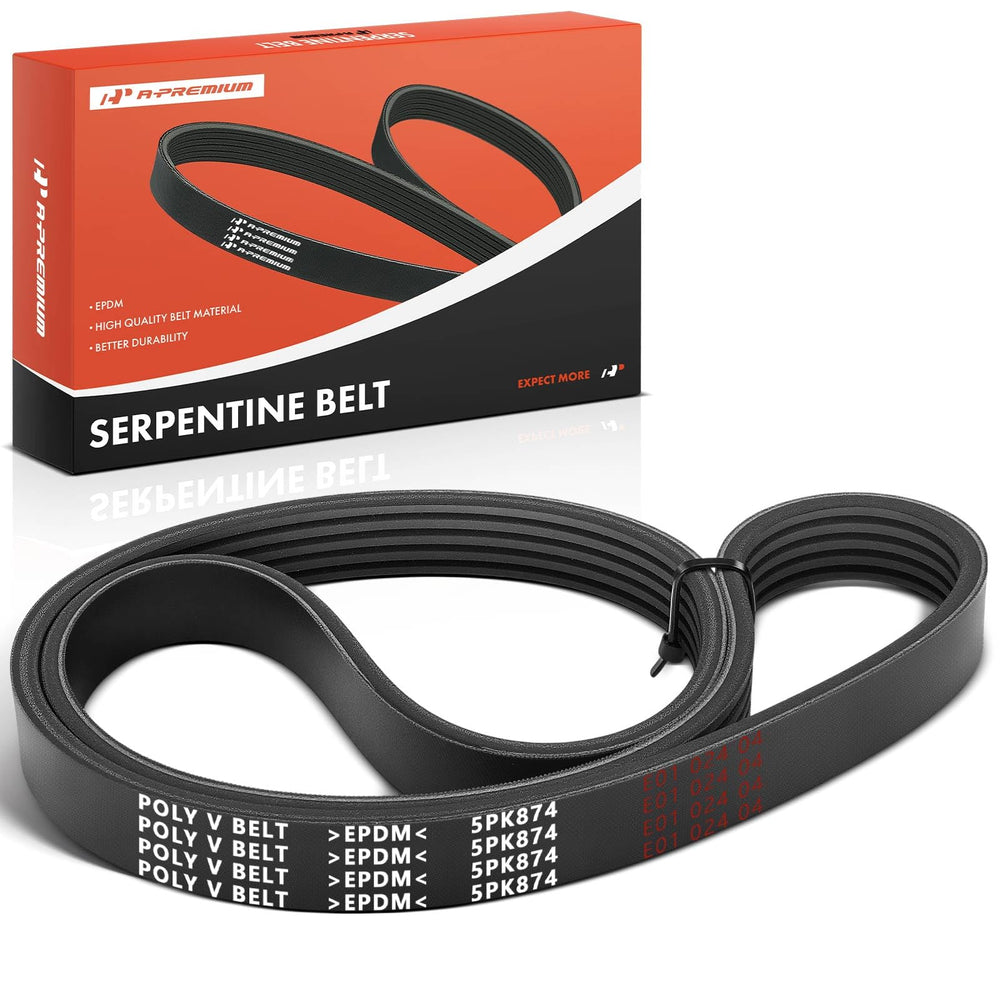 A-Premium serpentine belt 34.44 in during installation showing precise tension