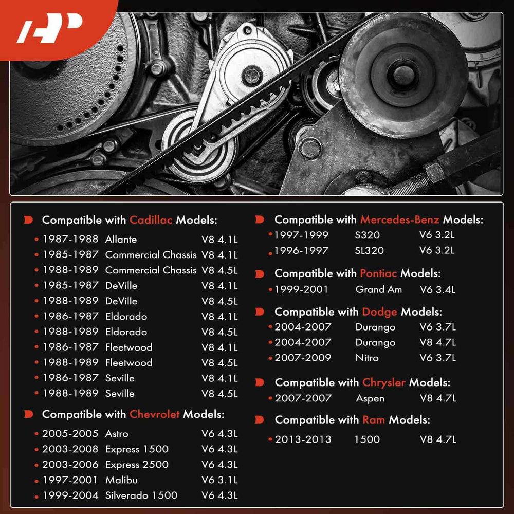 A-Premium serpentine belt with 6 ribs design for consistent tension.