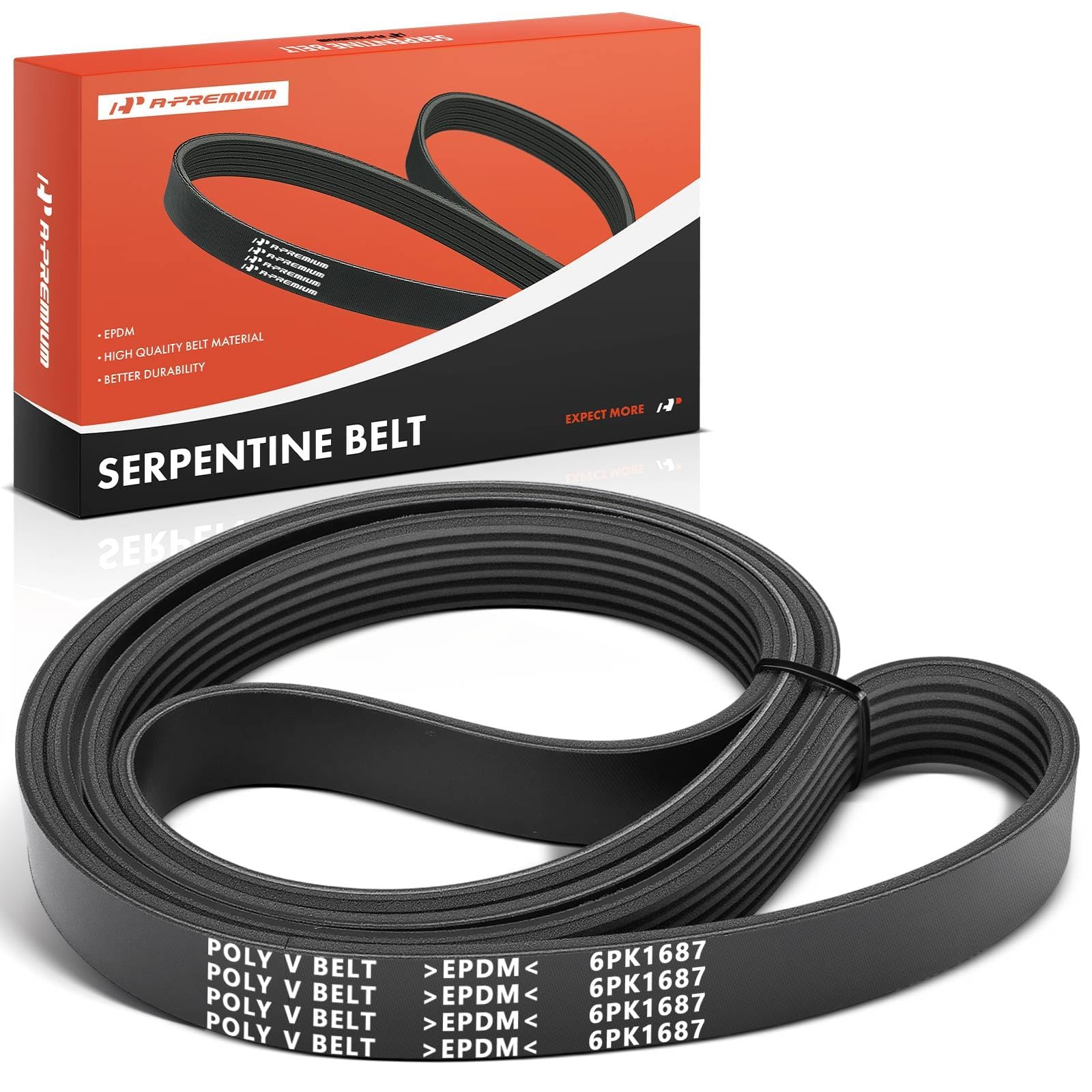 A-Premium serpentine belt front view, 66.38-in length, for durable Jeep Grand Cherokee driving
