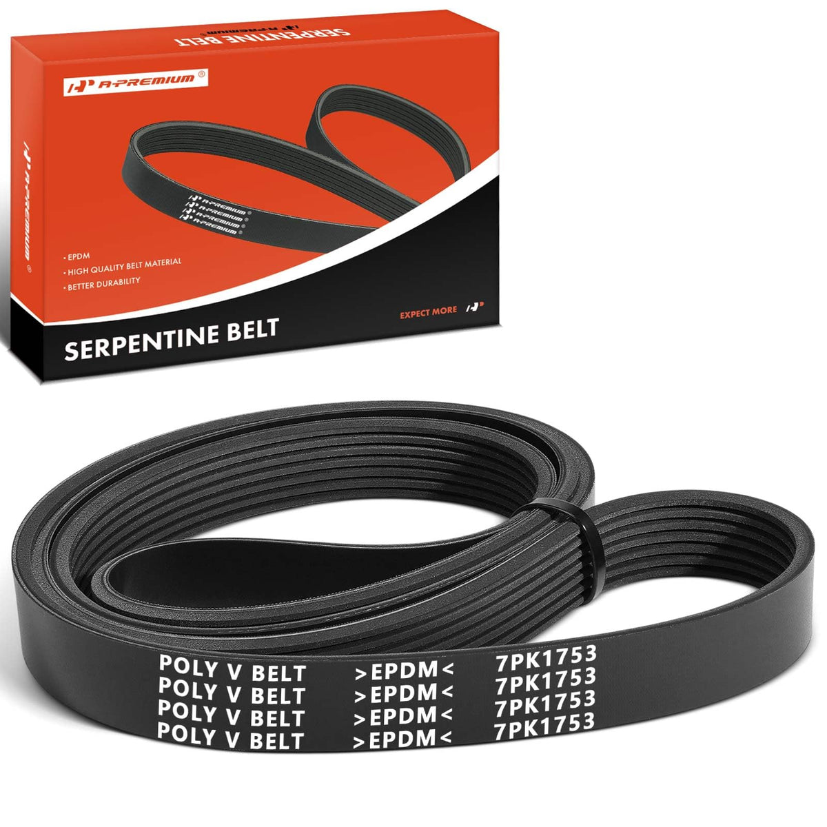 A-Premium serpentine belt shows 69.01-inch length for durable, precise tension.