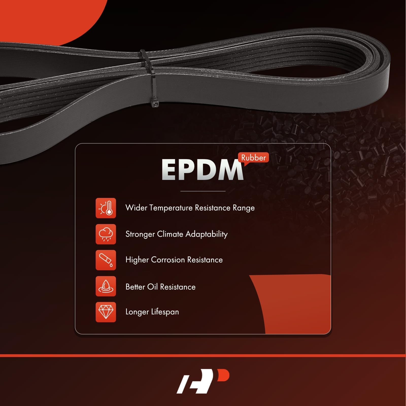 EPDM rubber close-up highlights crack and oil resistance.