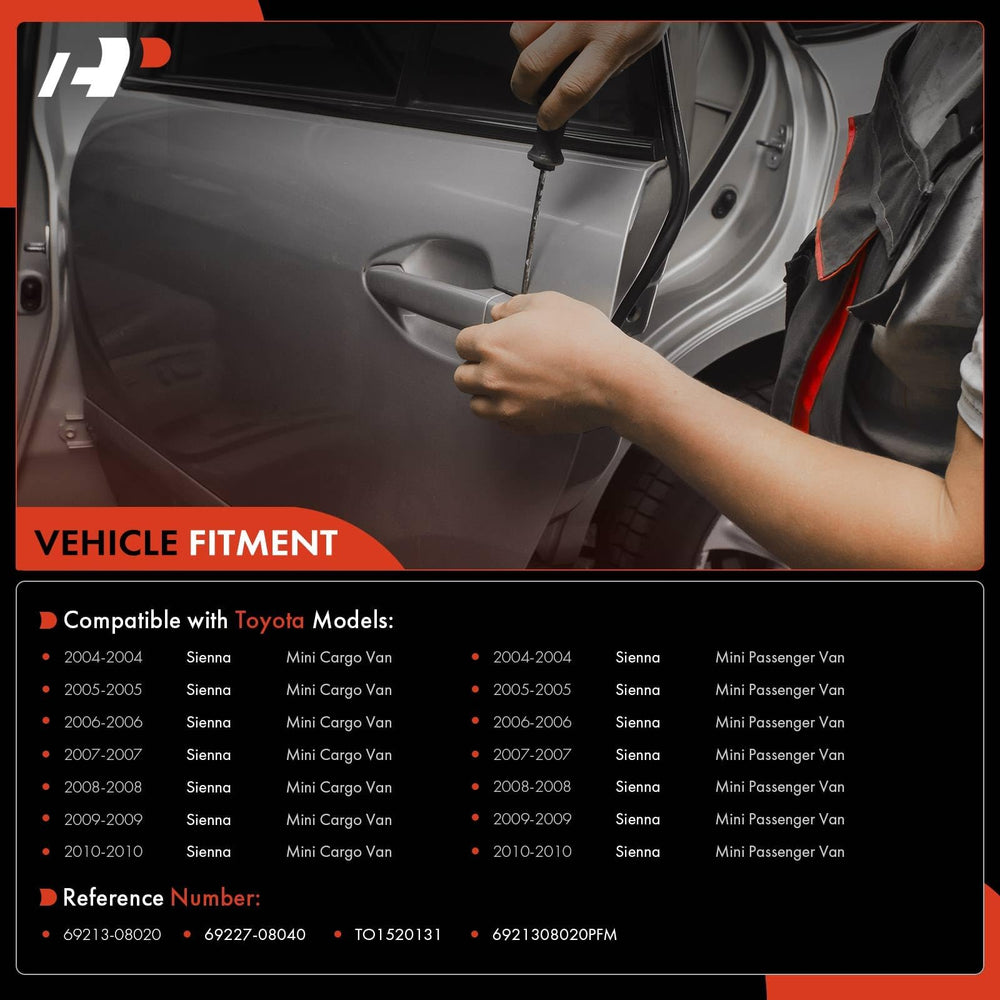 A-Premium exterior sliding door handle for Toyota Sienna rear passenger side, precise fit.