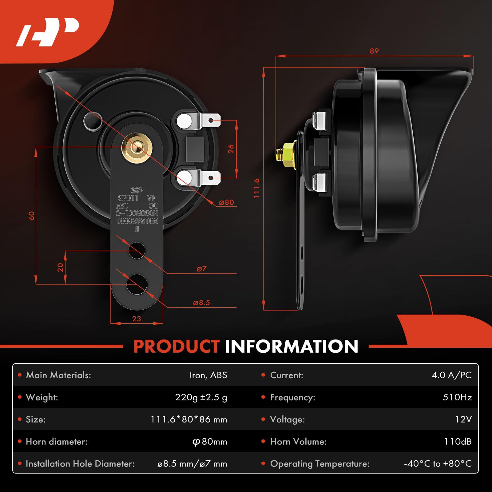 A-Premium Snail Horn copper plug improves conductivity and louder tone.