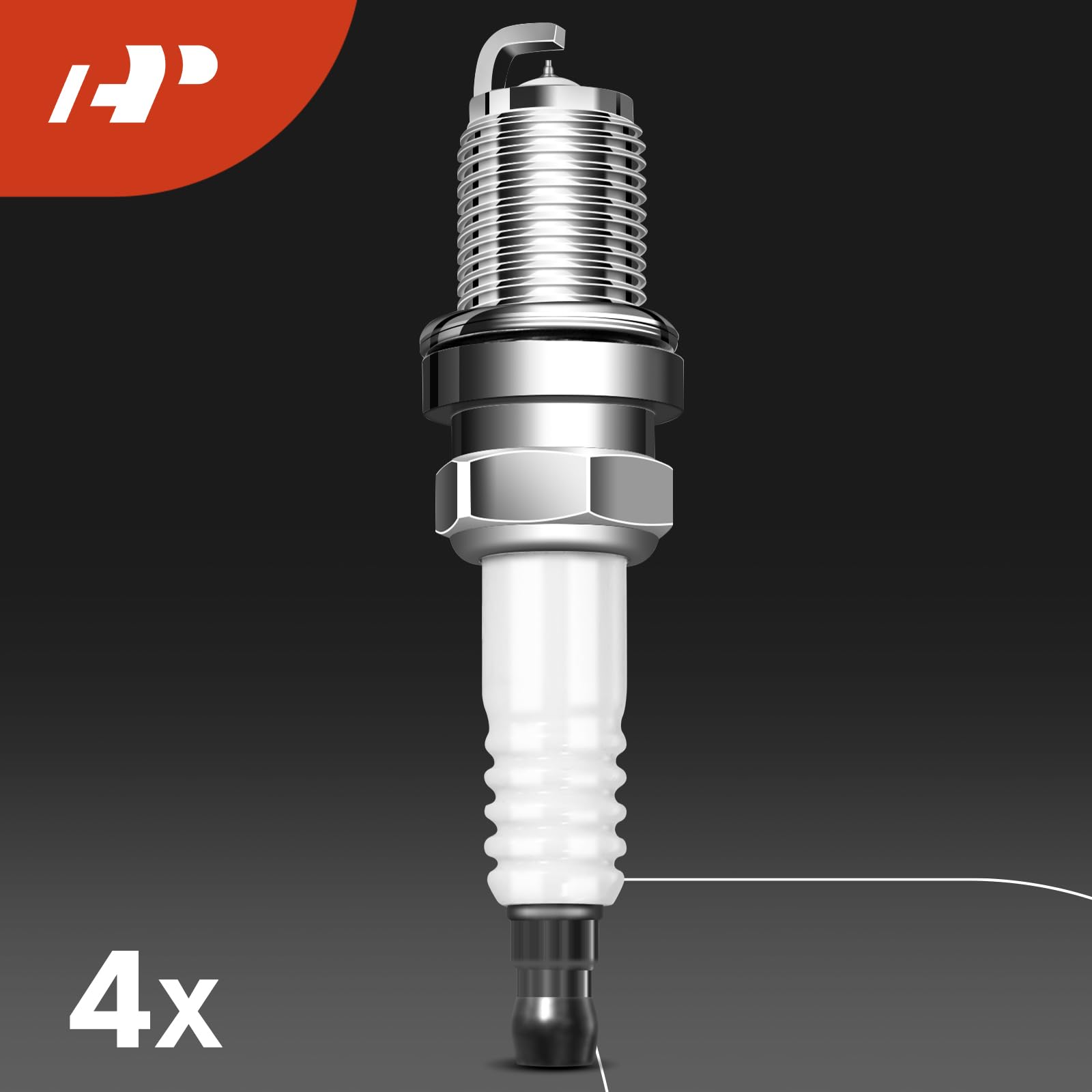 Iridium+Nickel spark plug material minimizes wear for longevity.