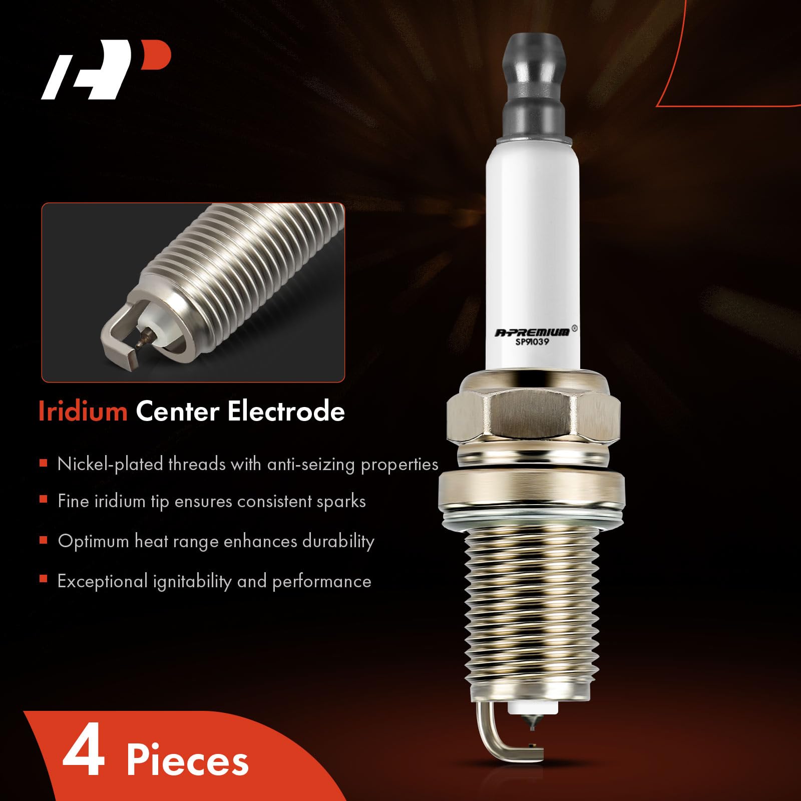 A-Premium electrode detail supports reliable ignition and longevity