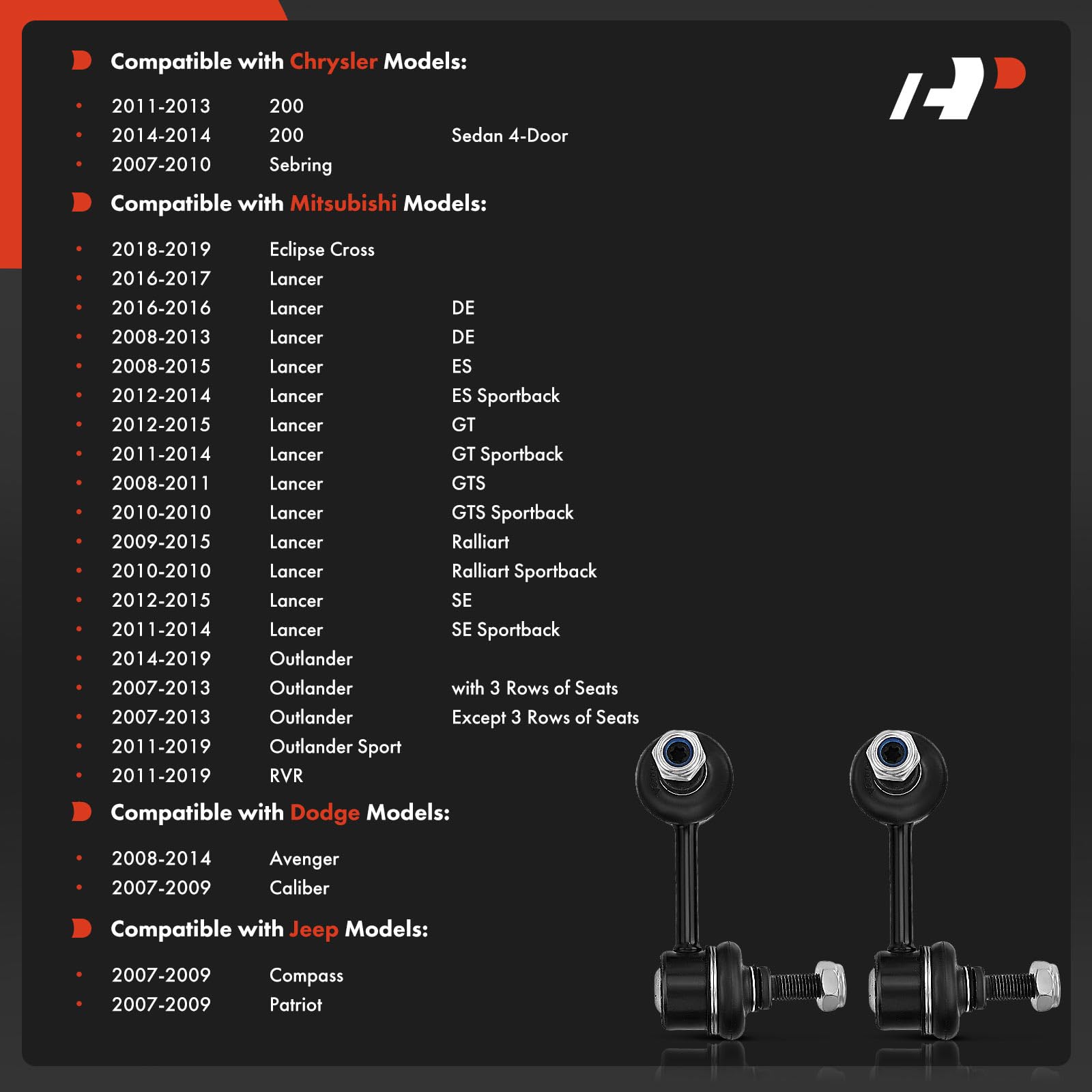 A-Premium stabilizer bar end-link assembly for enhanced suspension response.