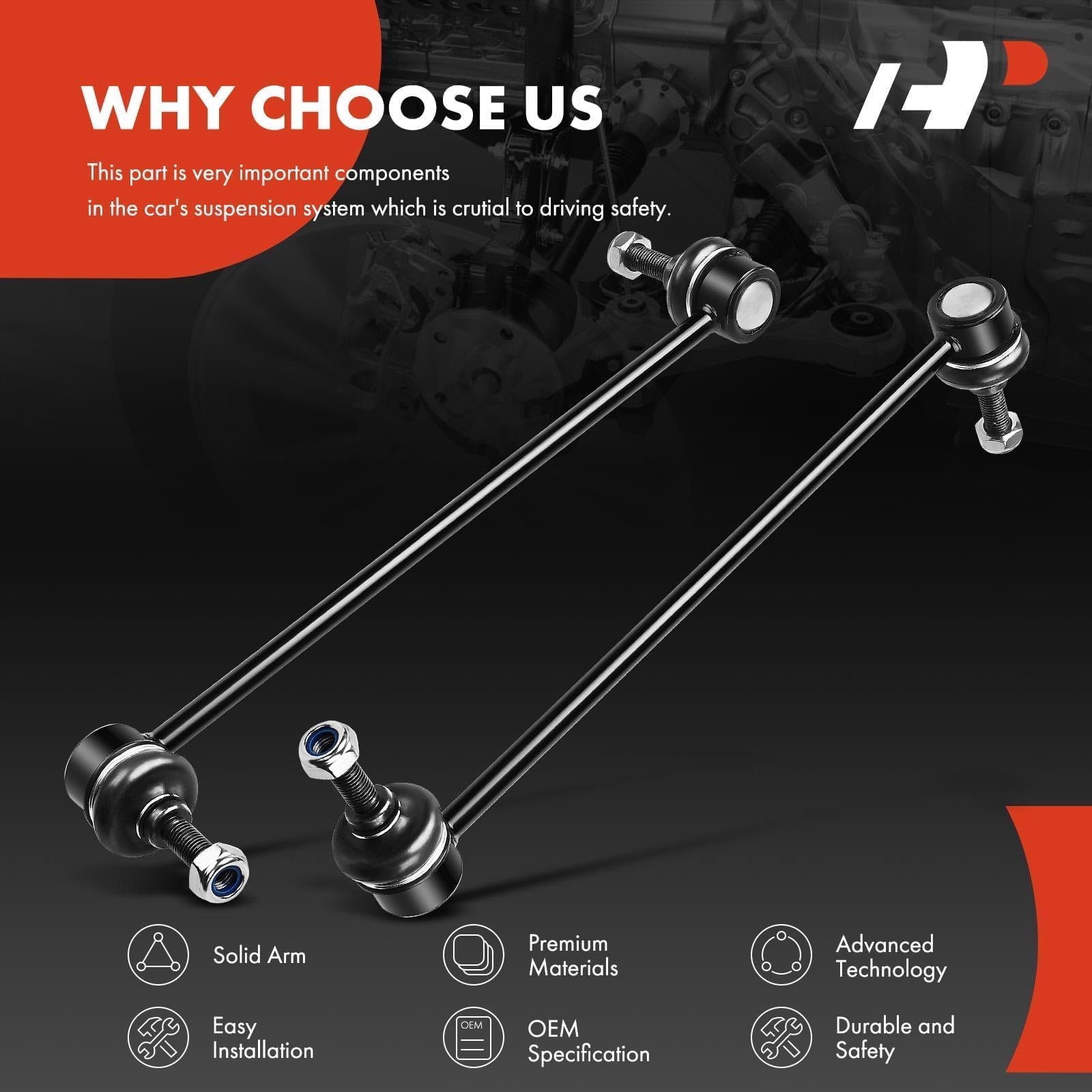 A-Premium stabilizer bar link greased bearing reduces noise