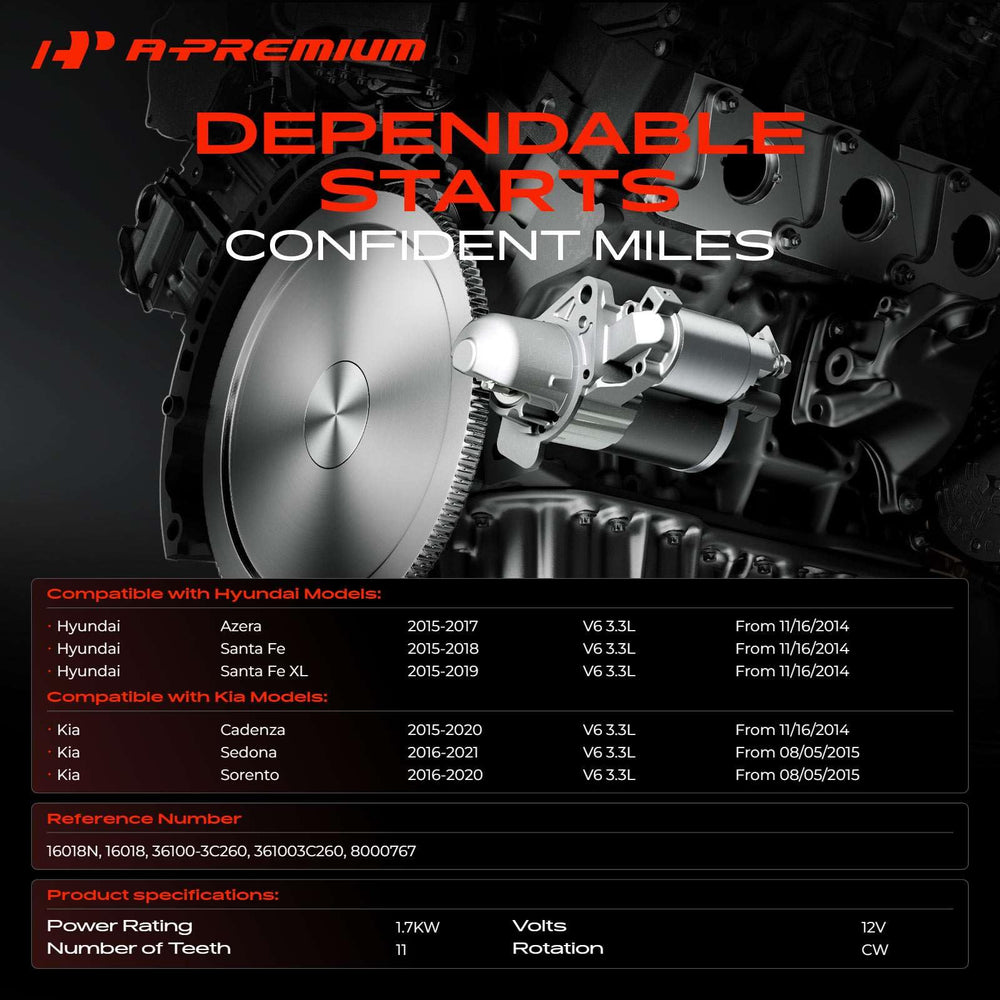 A-Premium starter motor side profile highlighting compact installation design