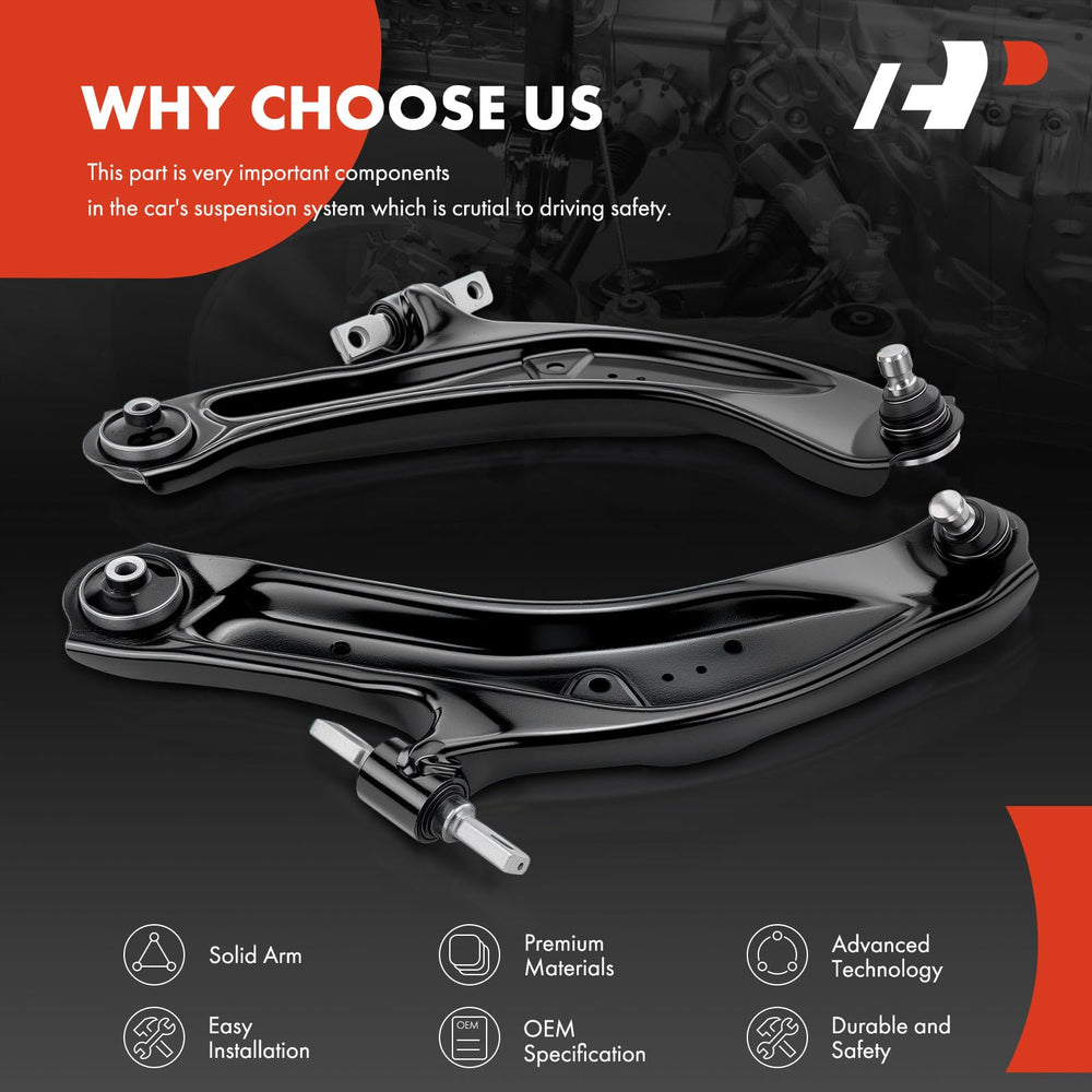 A-Premium steel arm assembly offers durable, long-lasting suspension support.