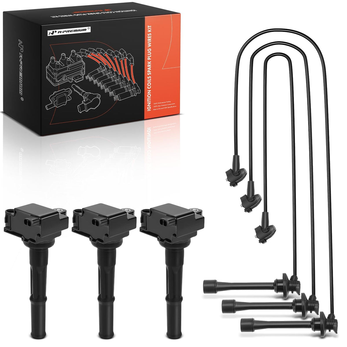 A-Premium Tacoma ignition coils 3-wire angled view for reliable ignition performance.