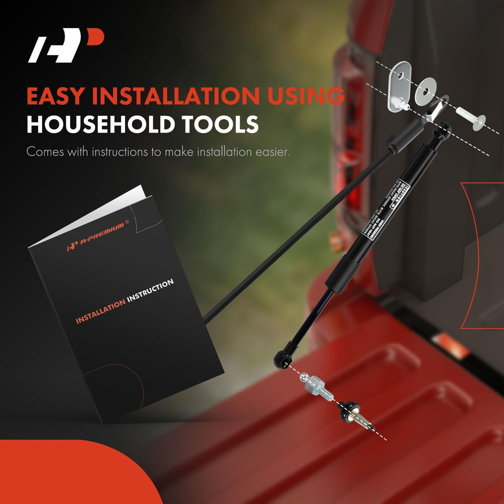 A-Premium tailgate assist shock enabling one-handed tailgate operation.