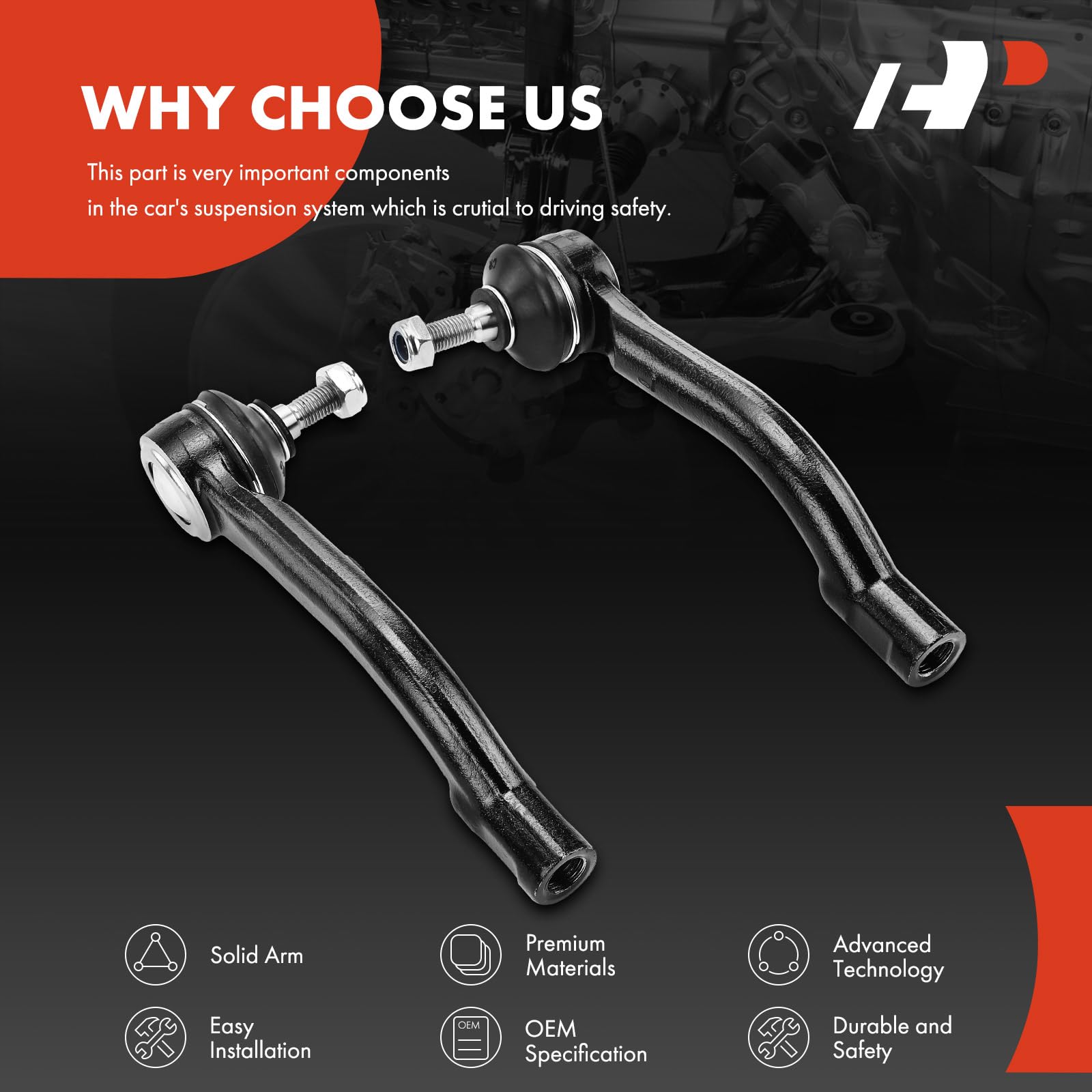 A-Premium installation diagram for front outer tie rod end assists proper fitment
