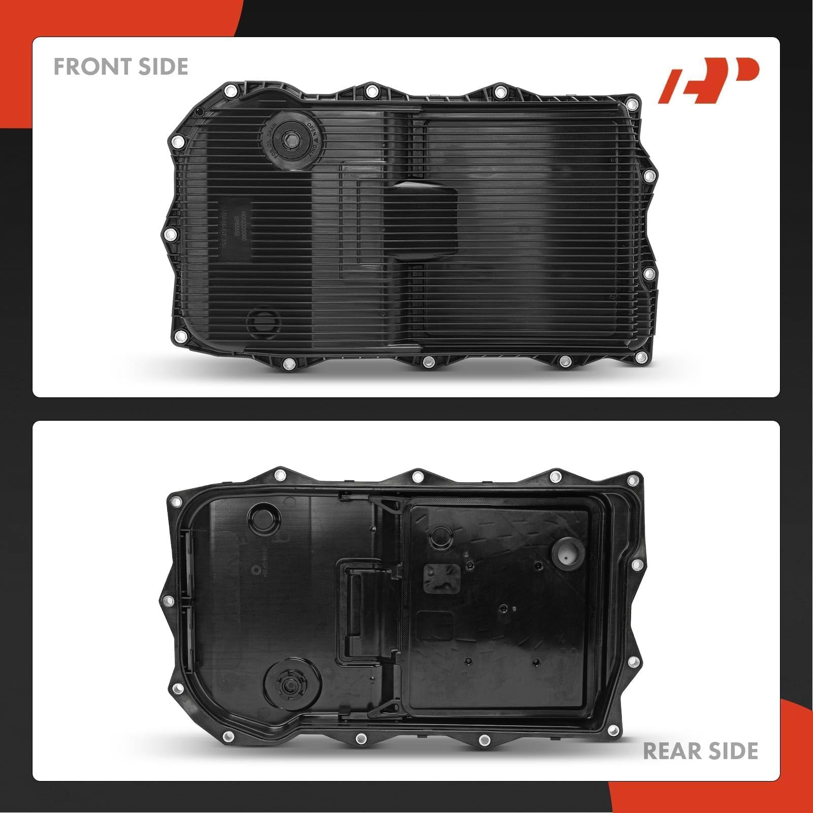 A-Premium transmission oil pan assembly close-up reveals corrosion-resistant surface